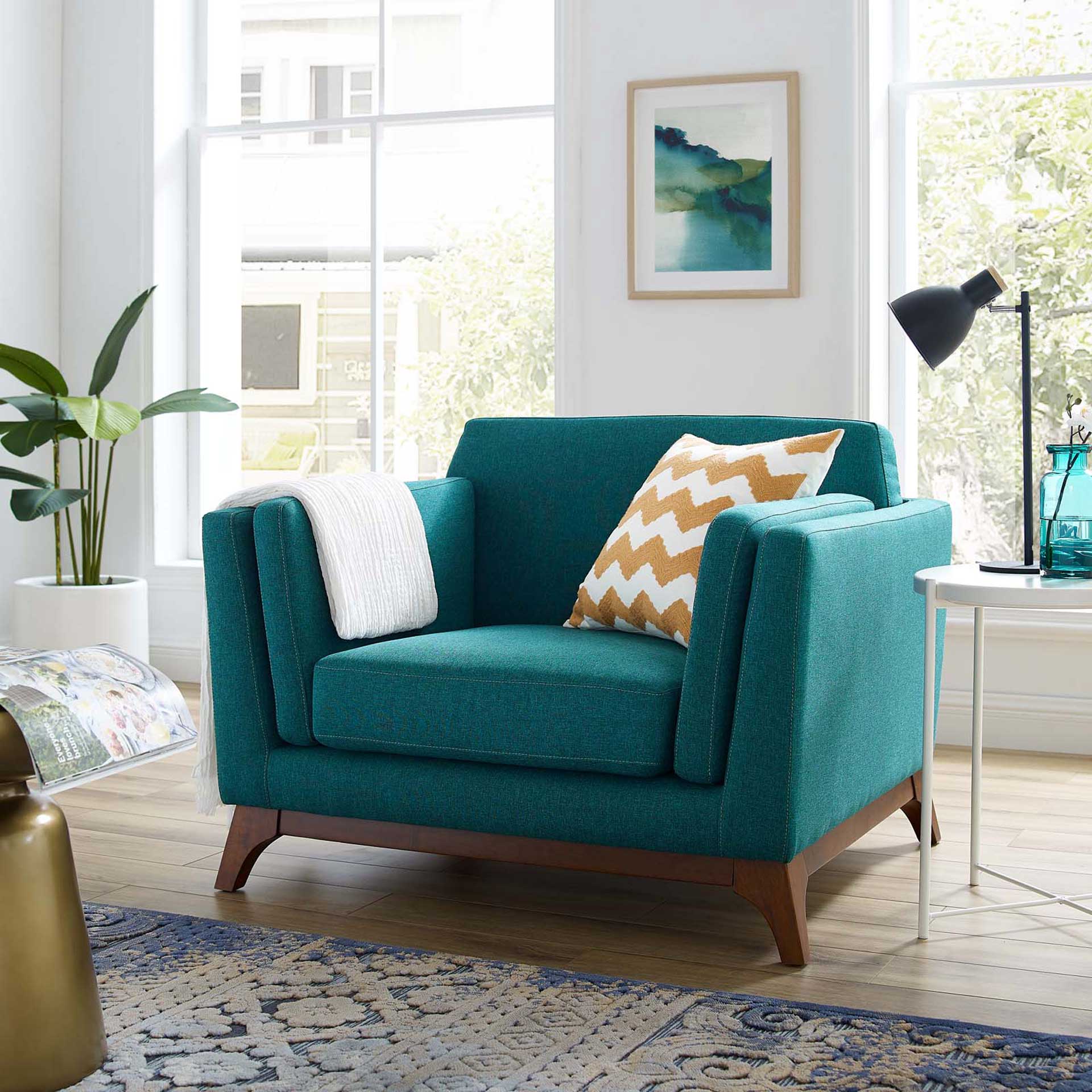 Casa Upholstered Fabric Armchair Teal