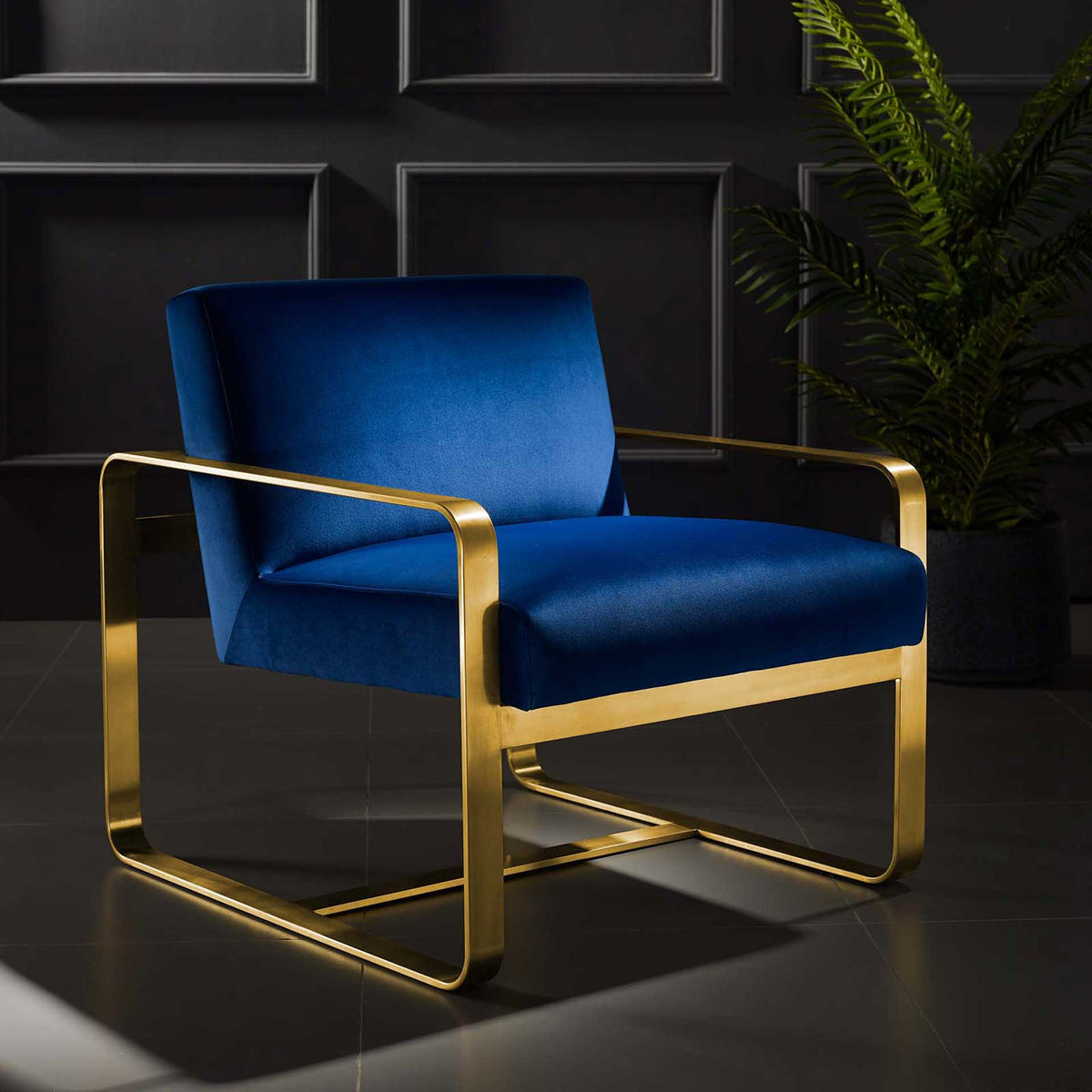 Abdiel Upholstered Velvet Armchair Navy