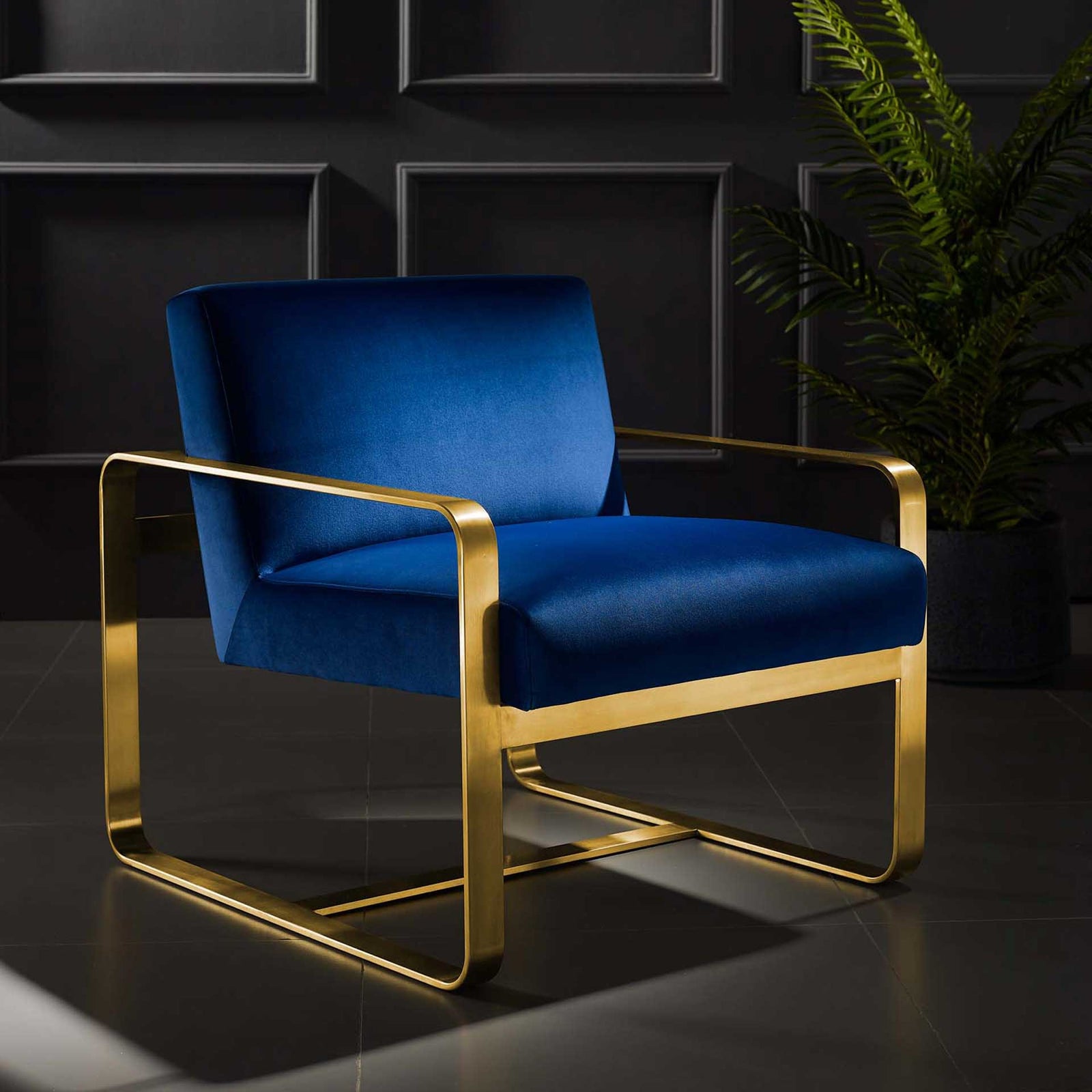 Abdiel Upholstered Velvet Armchair Navy