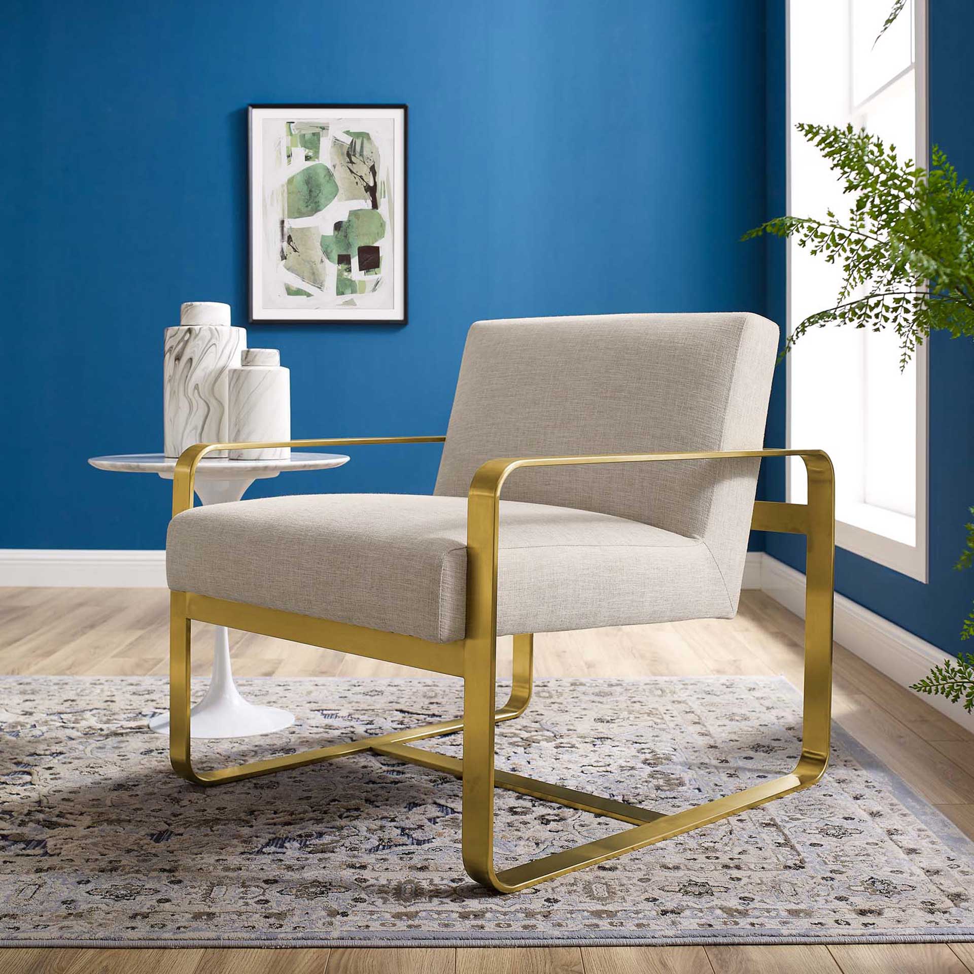 Abdiel Upholstered Fabric Armchair Beige