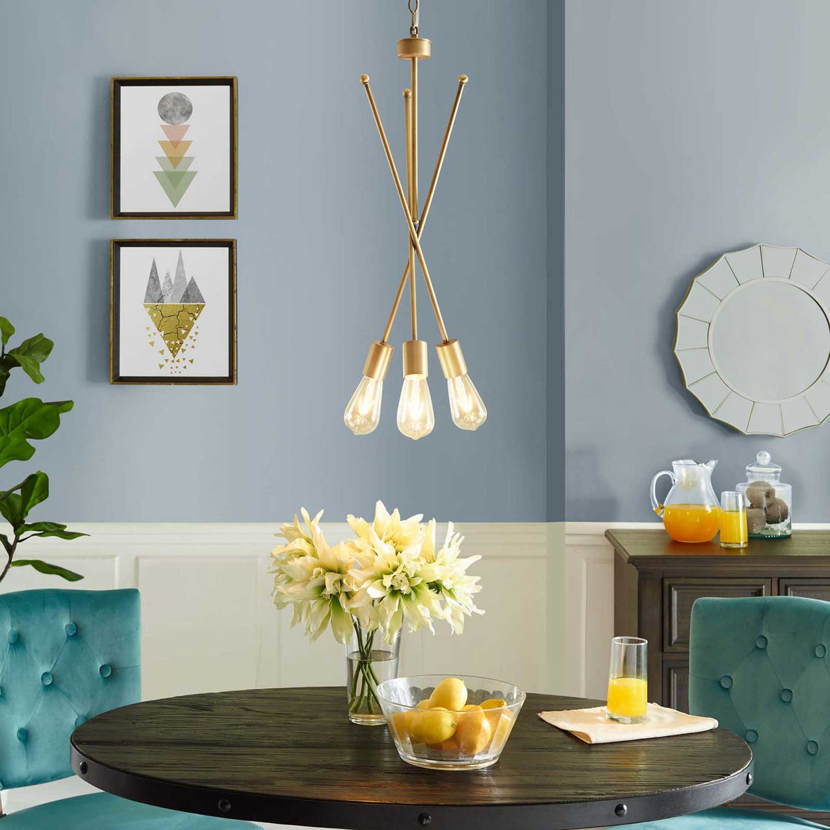 Saranac Brass Pendant Chandelier Brass Gold