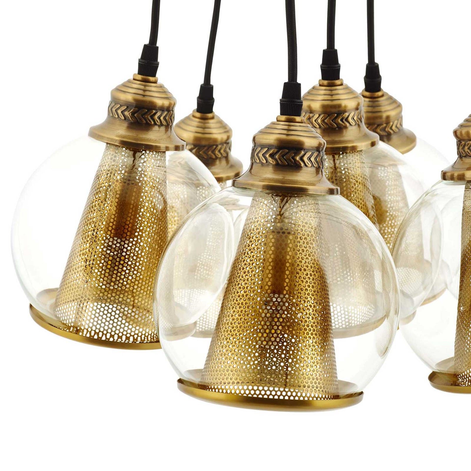 Phillip 7 Cone Chandelier Brass Gold/Black