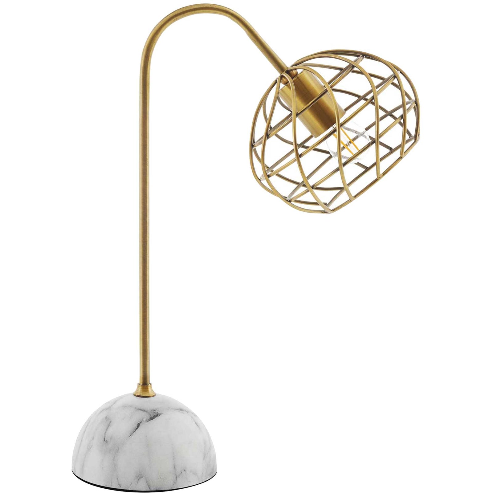 Sandy White Marble Table Lamp Brass Gold/White