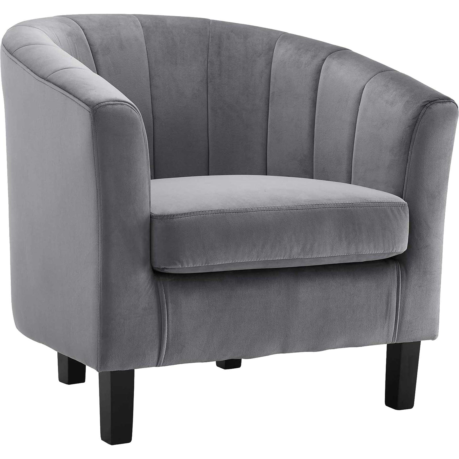 Paloma Channel Tufted Velvet Armchair Gray