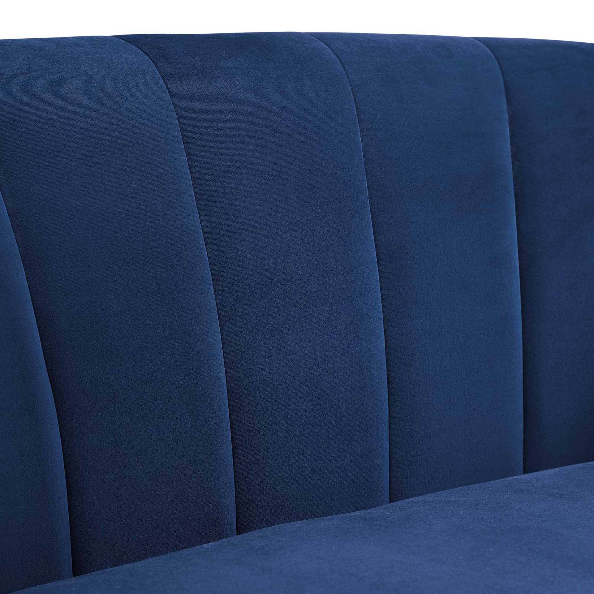 Prosser Channel Tufted Velvet Armchair Navy