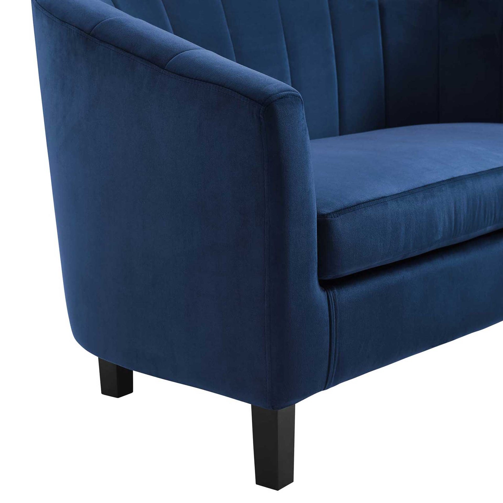 Paloma Channel Tufted Velvet Armchair Navy