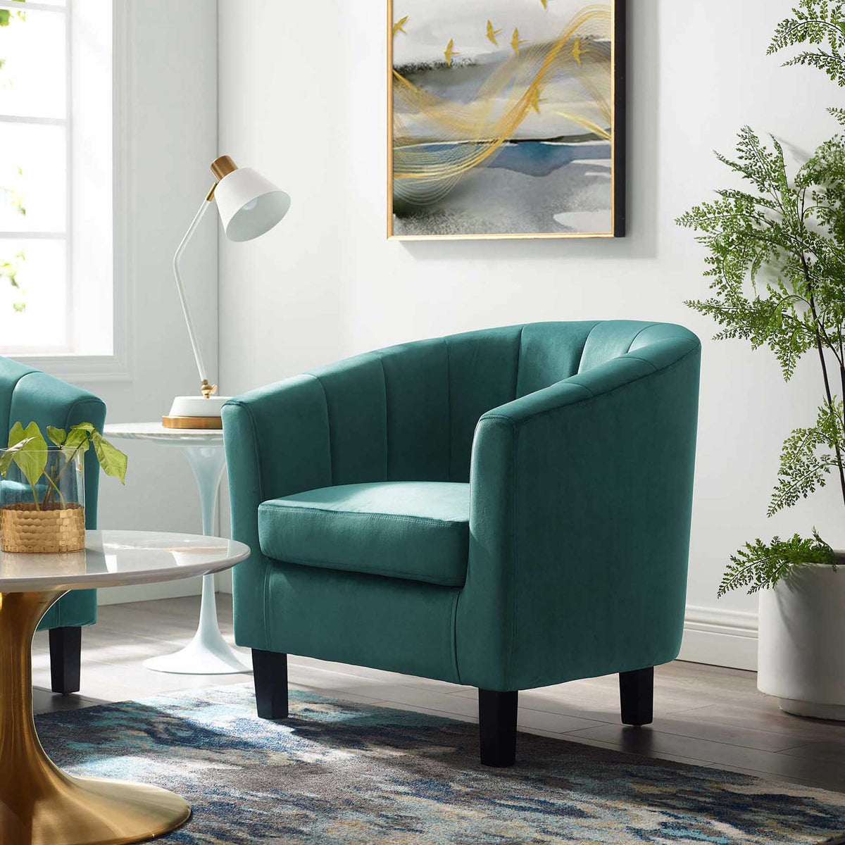 Paloma Channel Tufted Velvet Armchair Teal