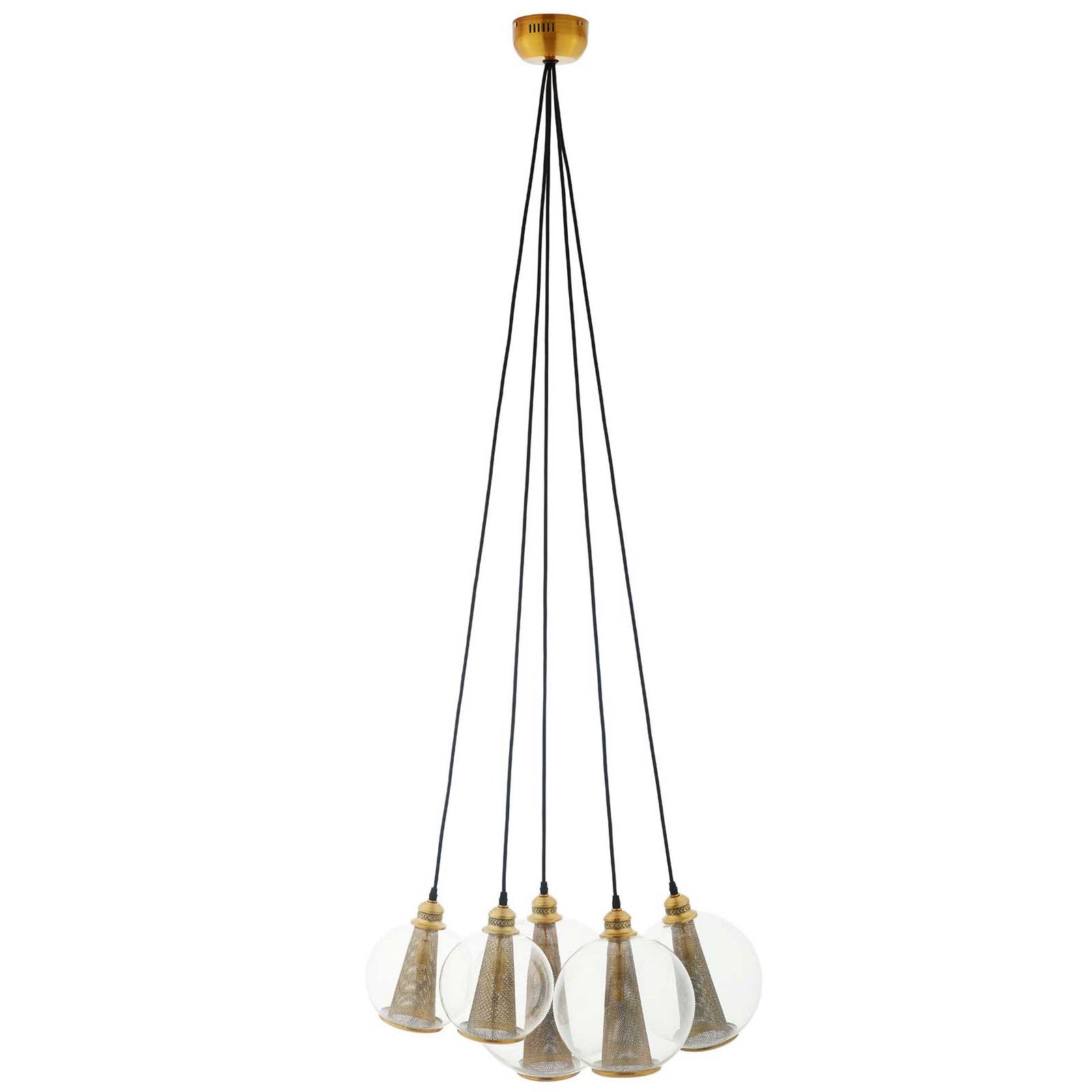 Phillip 5 Cone Chandelier Brass Gold/Black