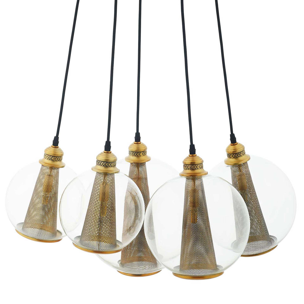 Phillip 5 Cone Chandelier Brass Gold/Black
