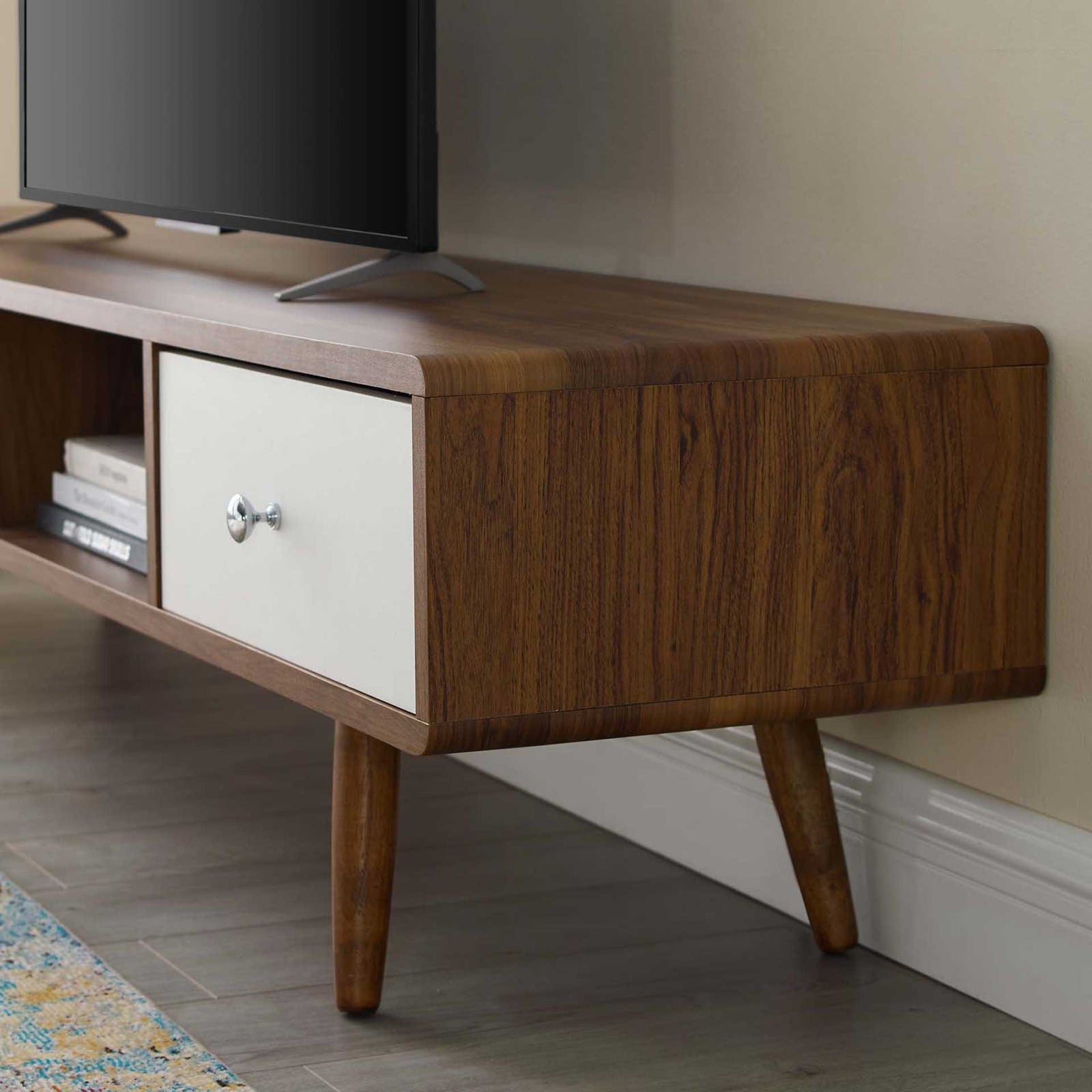 Tiffin Media Console TV Stand Walnut/White