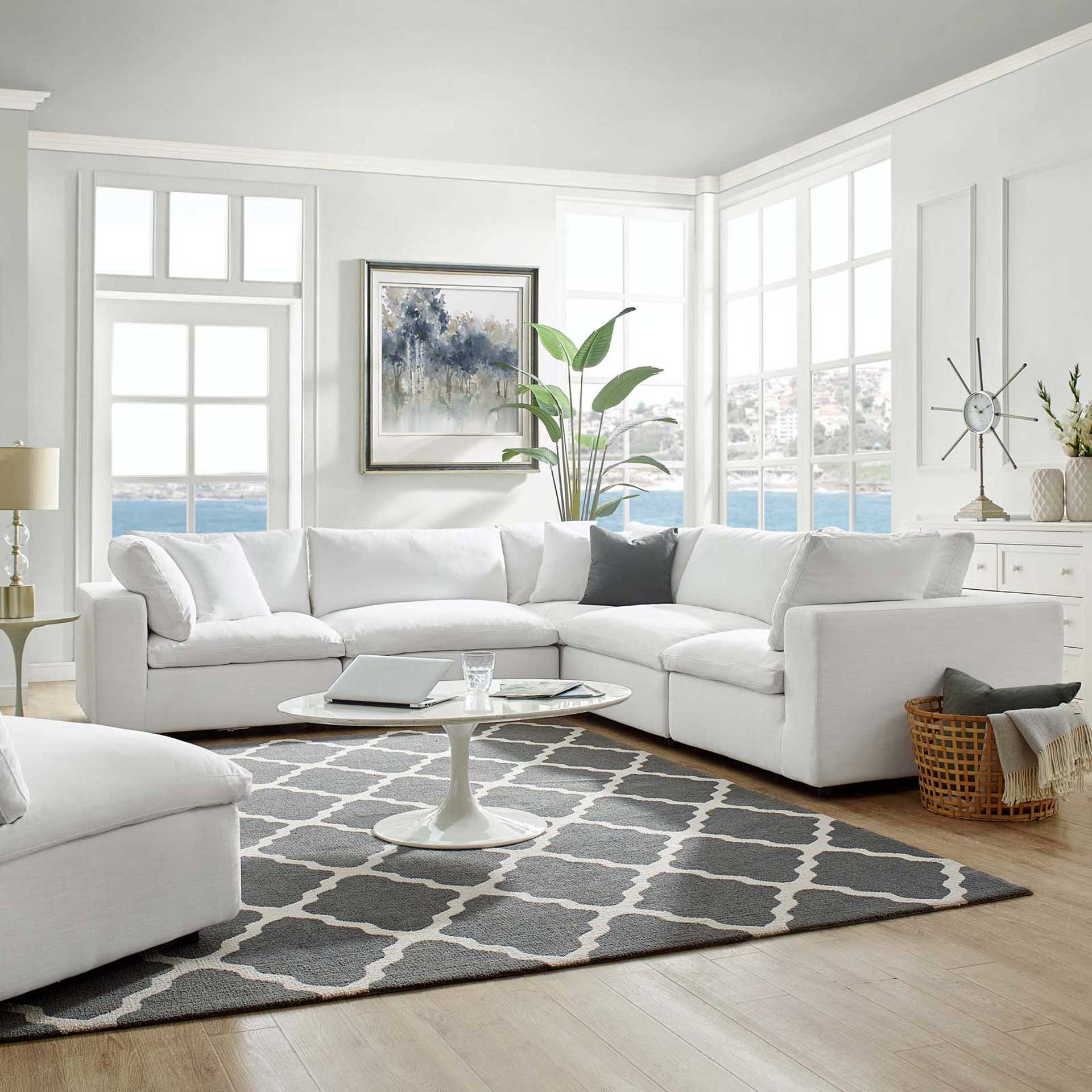 Carmen 5 Piece Modular Sectional Sofa White