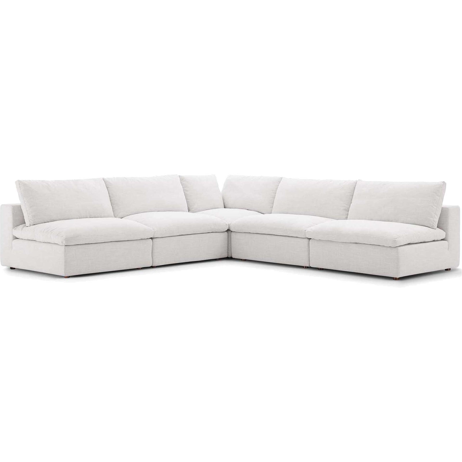 Comino 5-Piece Down-Filled Fabric Armless Corner Sofa Beige