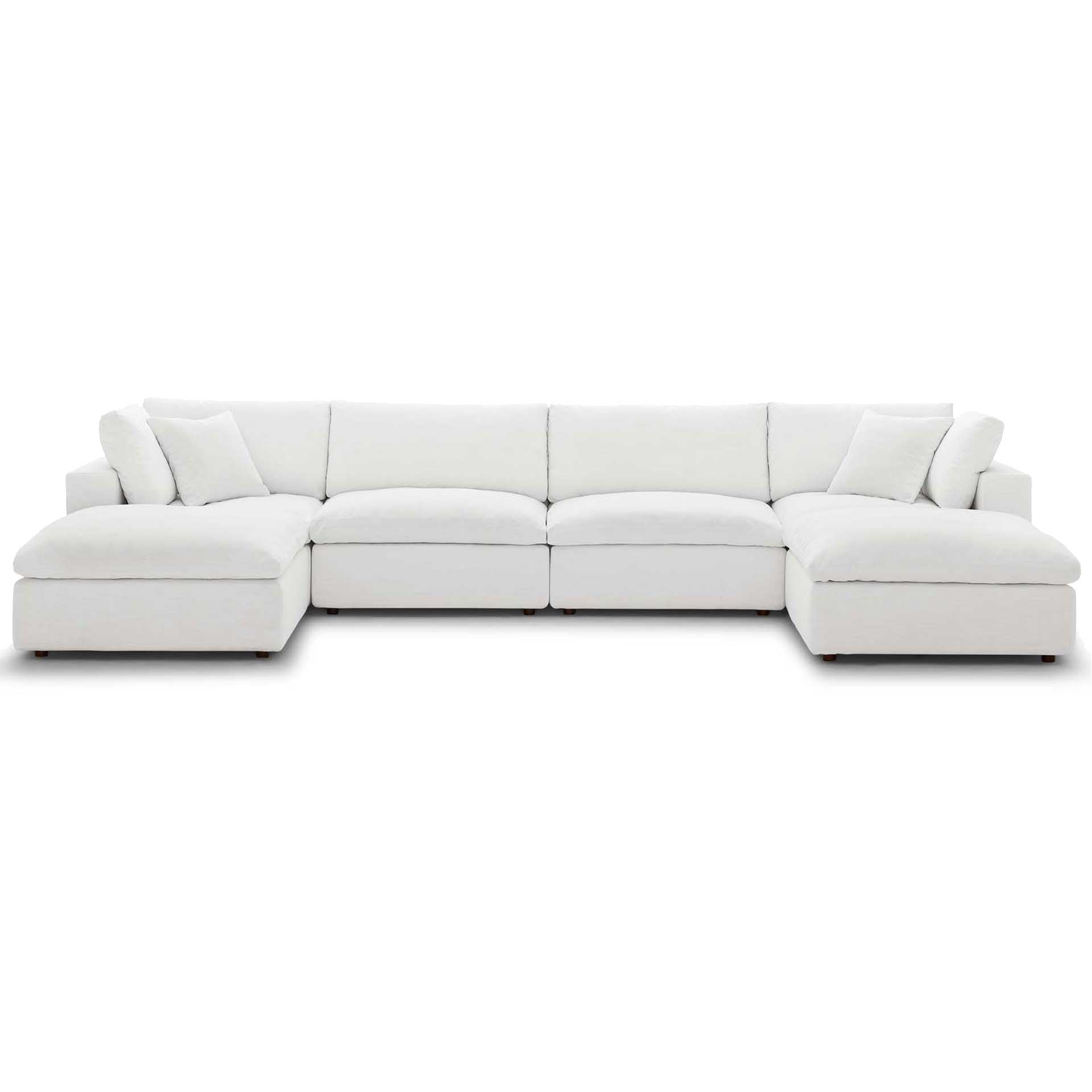 Carmen U-Shaped Armless Sectional Sofa White