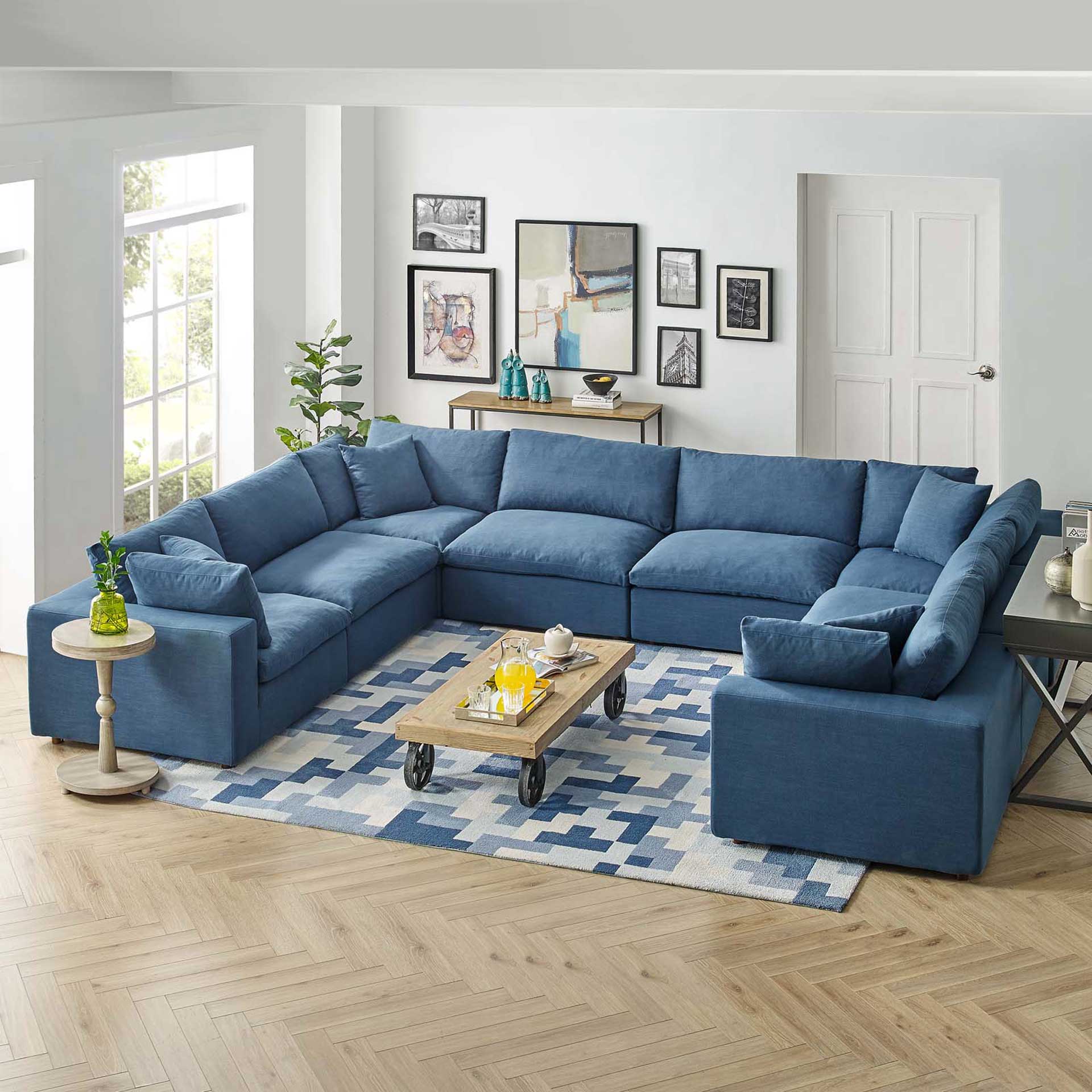 Carmen U-Shaped Sectional Sofa Azure