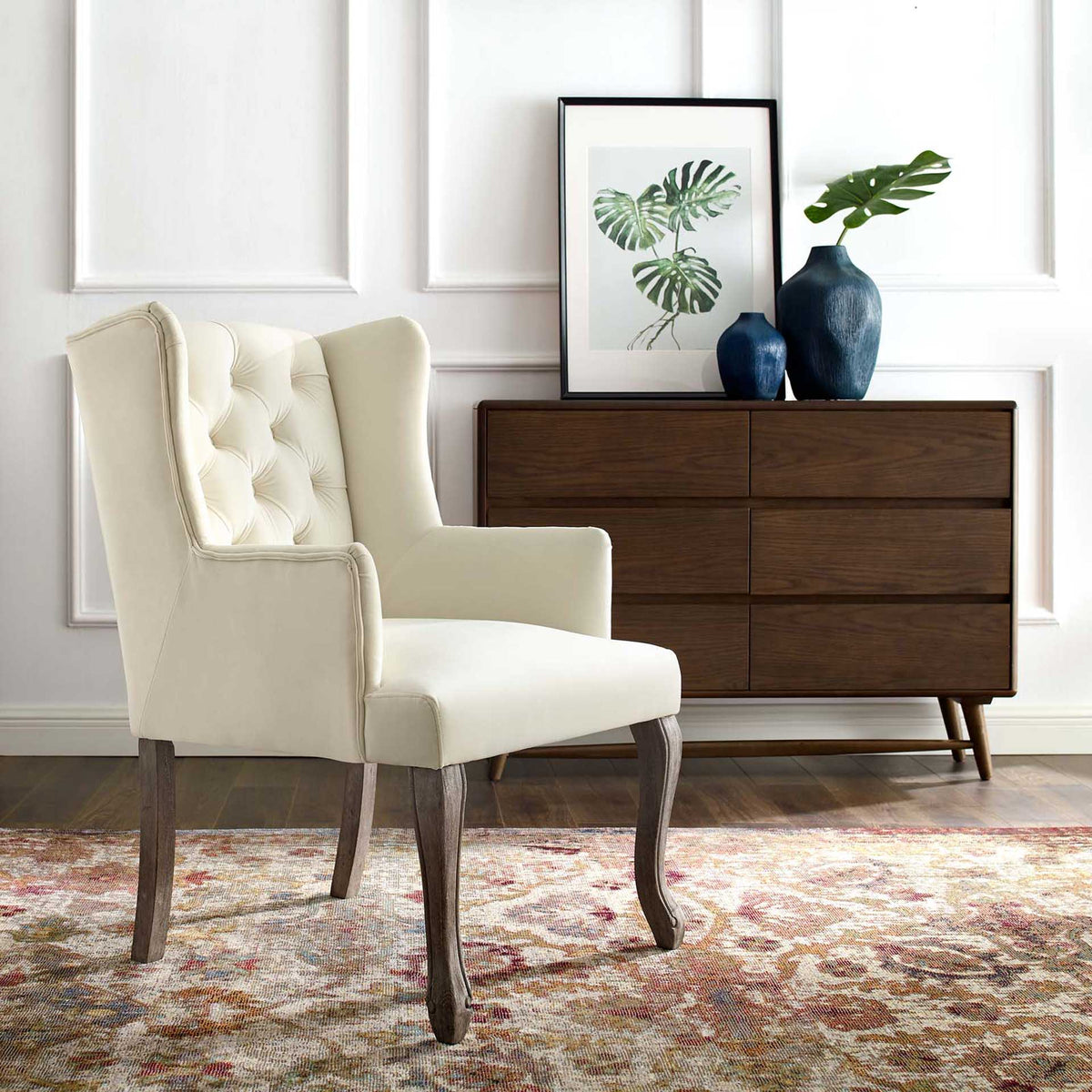 Remy Velvet Armchair Ivory