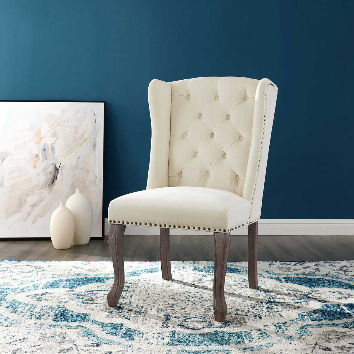 Andy Velvet Side Chair Ivory