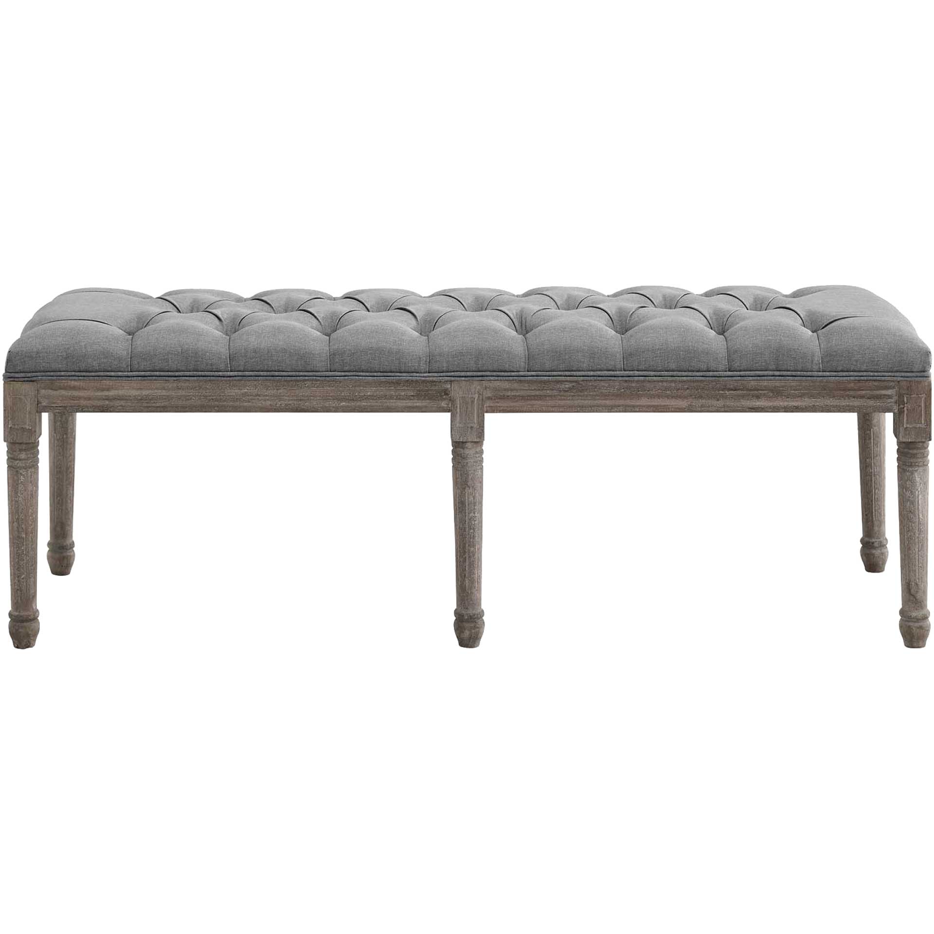Park Upholstered Fabric Bench Light Gray