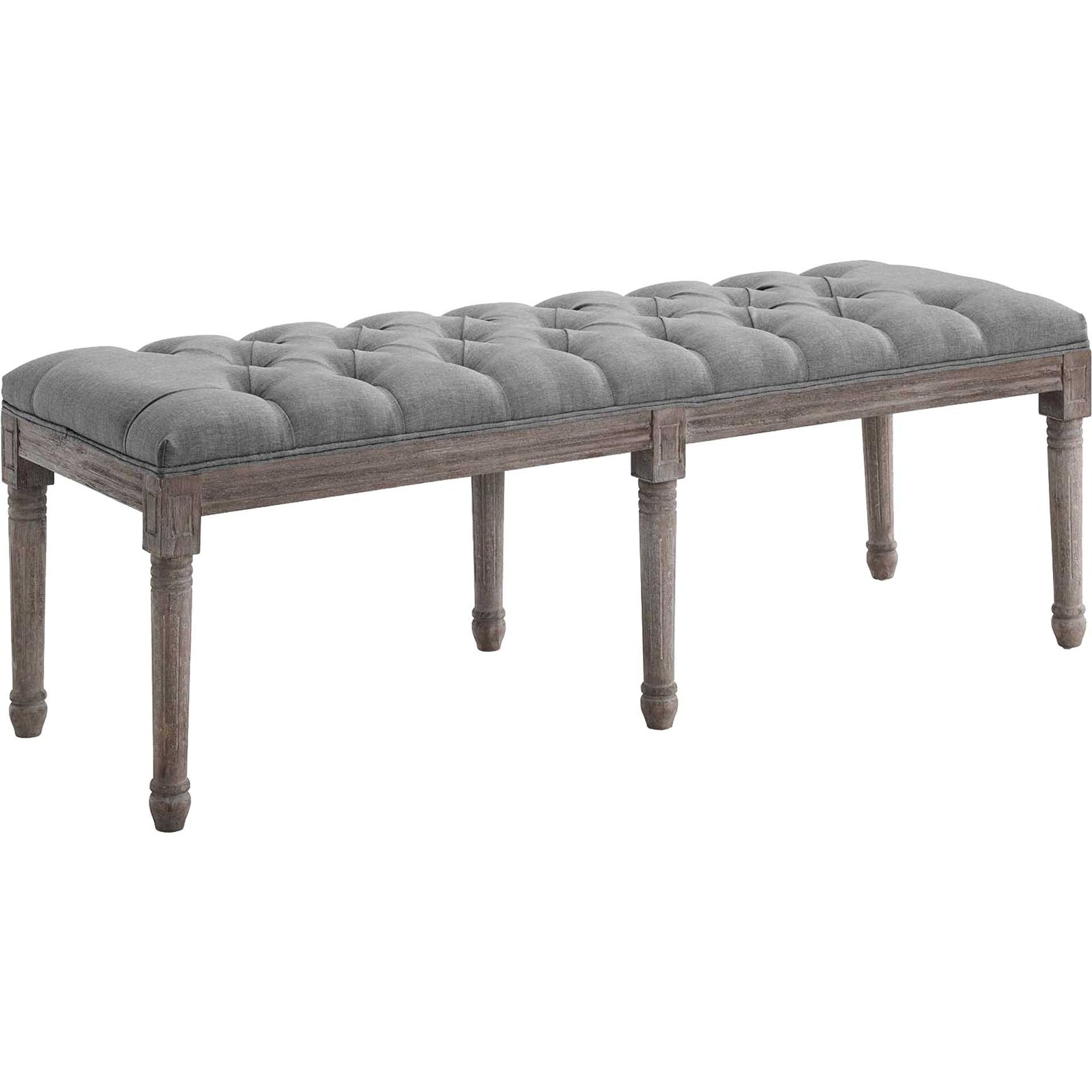 Provincia Upholstered Fabric Bench Light Gray