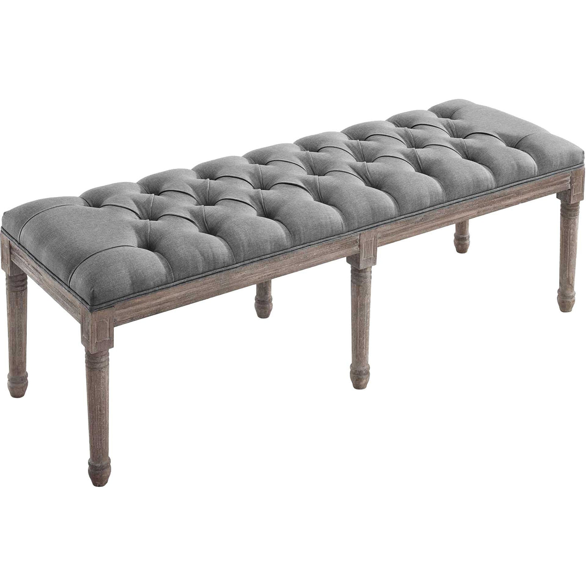 Park Upholstered Fabric Bench Light Gray