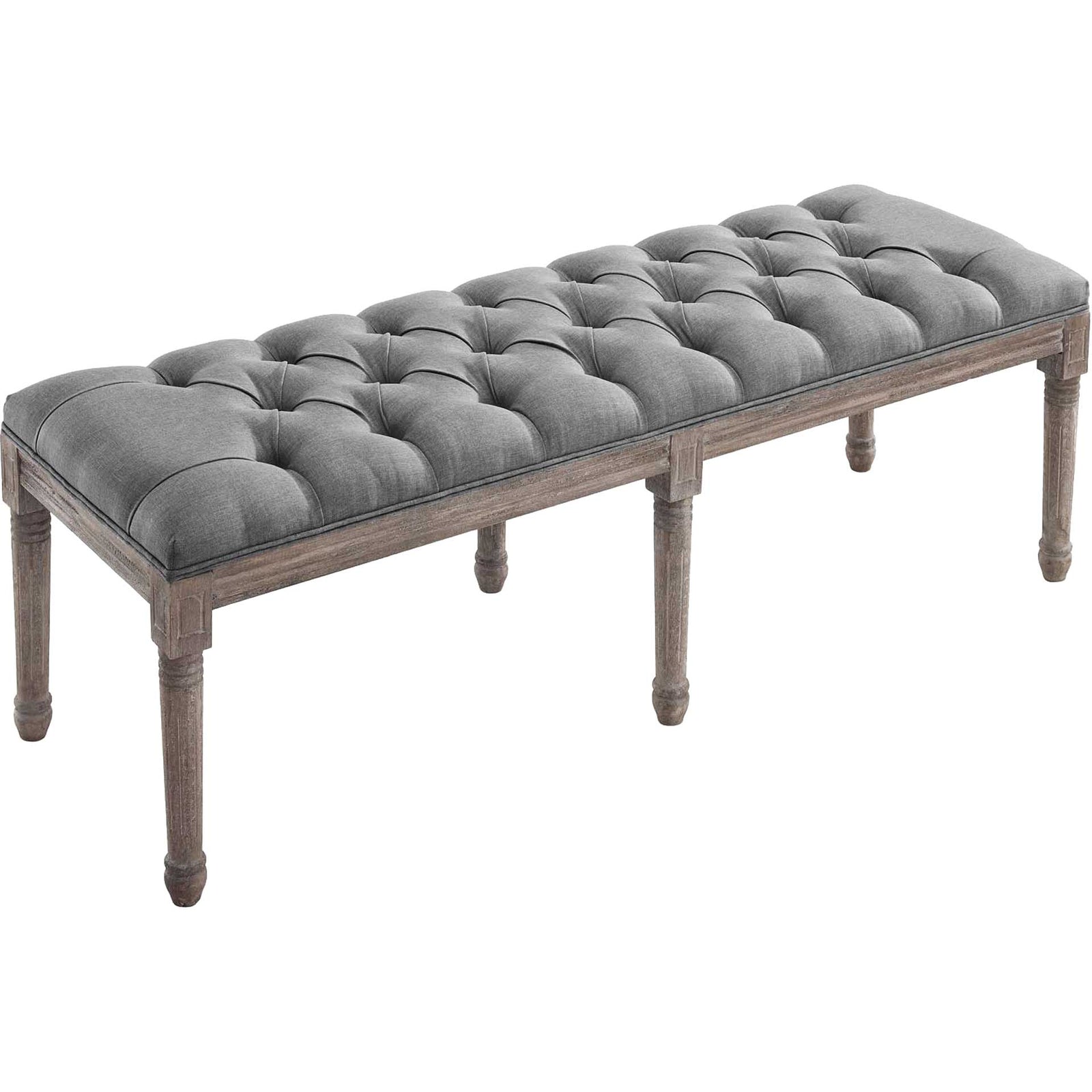 Park Upholstered Fabric Bench Light Gray