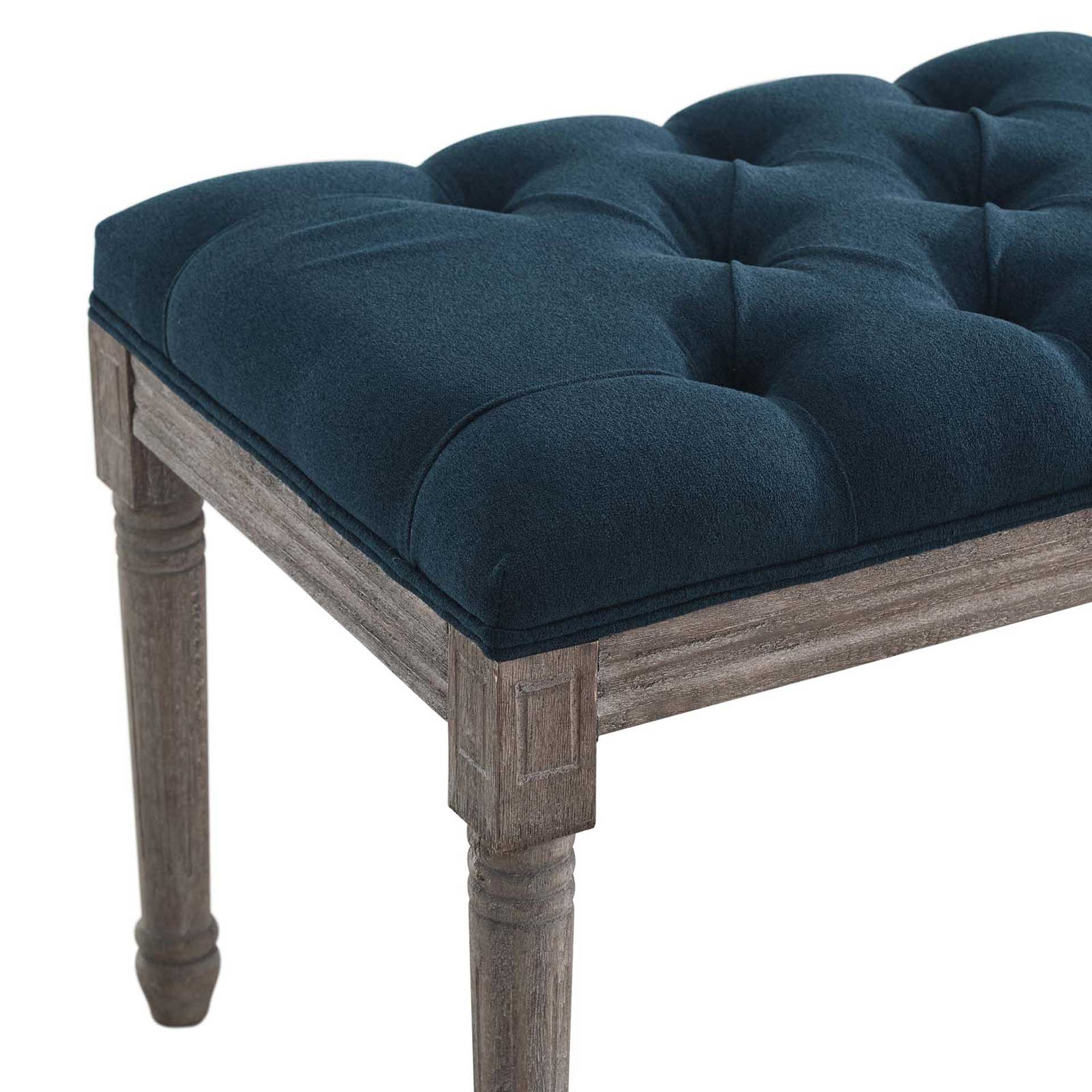 Park Upholstered Fabric Bench Navy