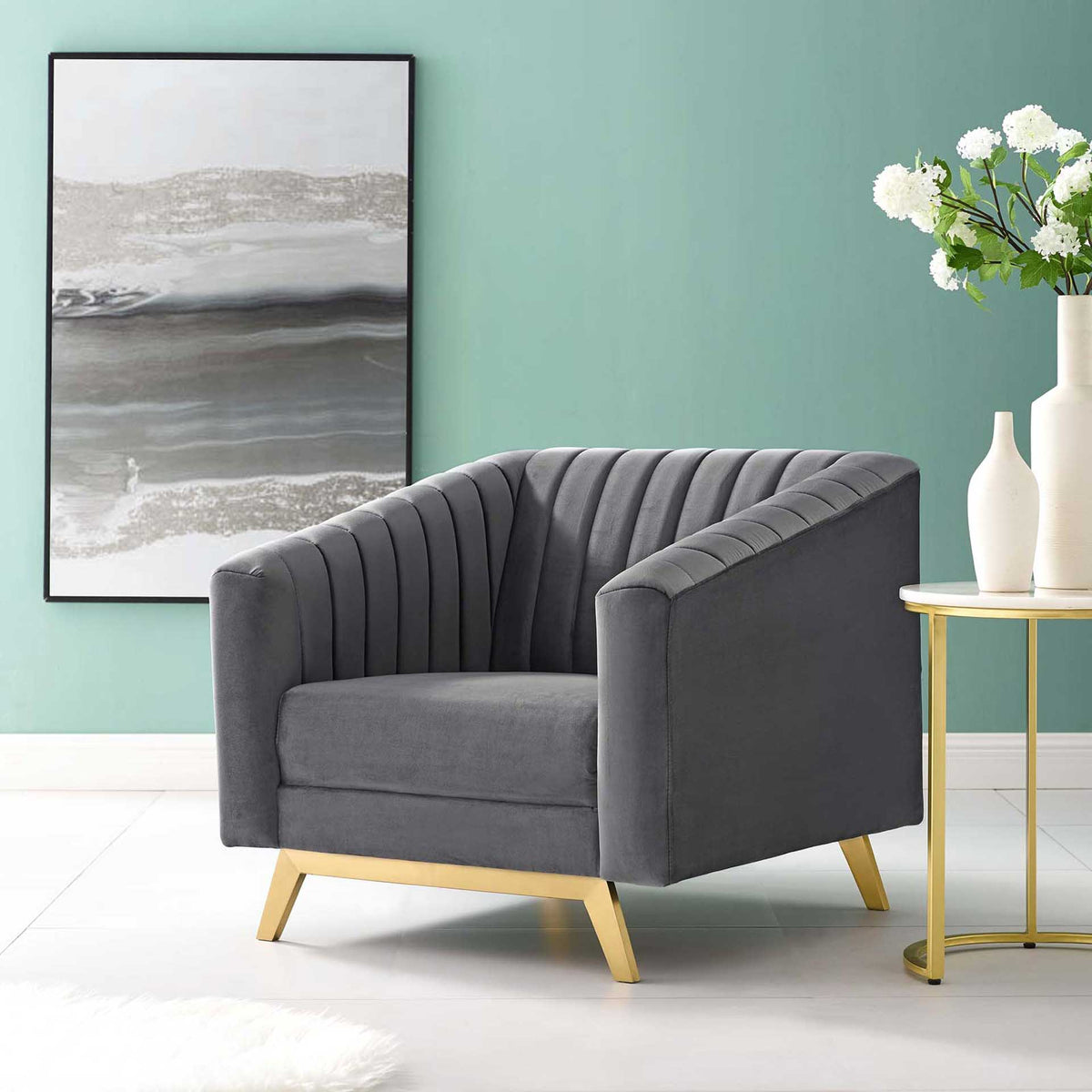 Vanessa Velvet Armchair Gray