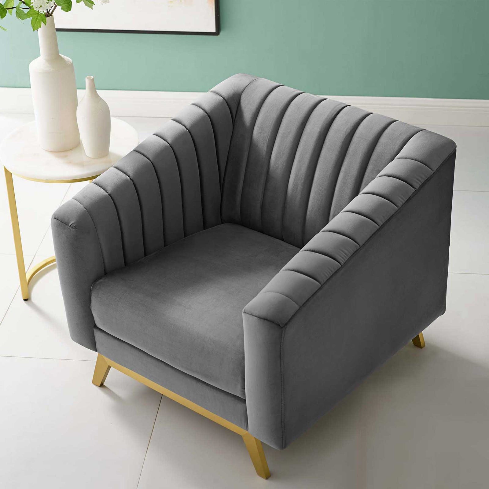 Vanessa Velvet Armchair Gray