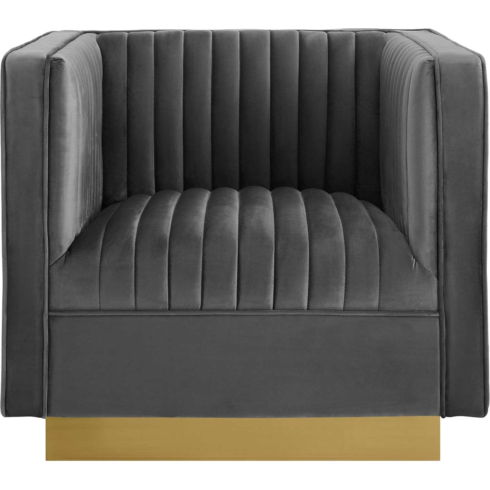 Sangamon Vertical Channel Tufted Velvet Armchair Gray