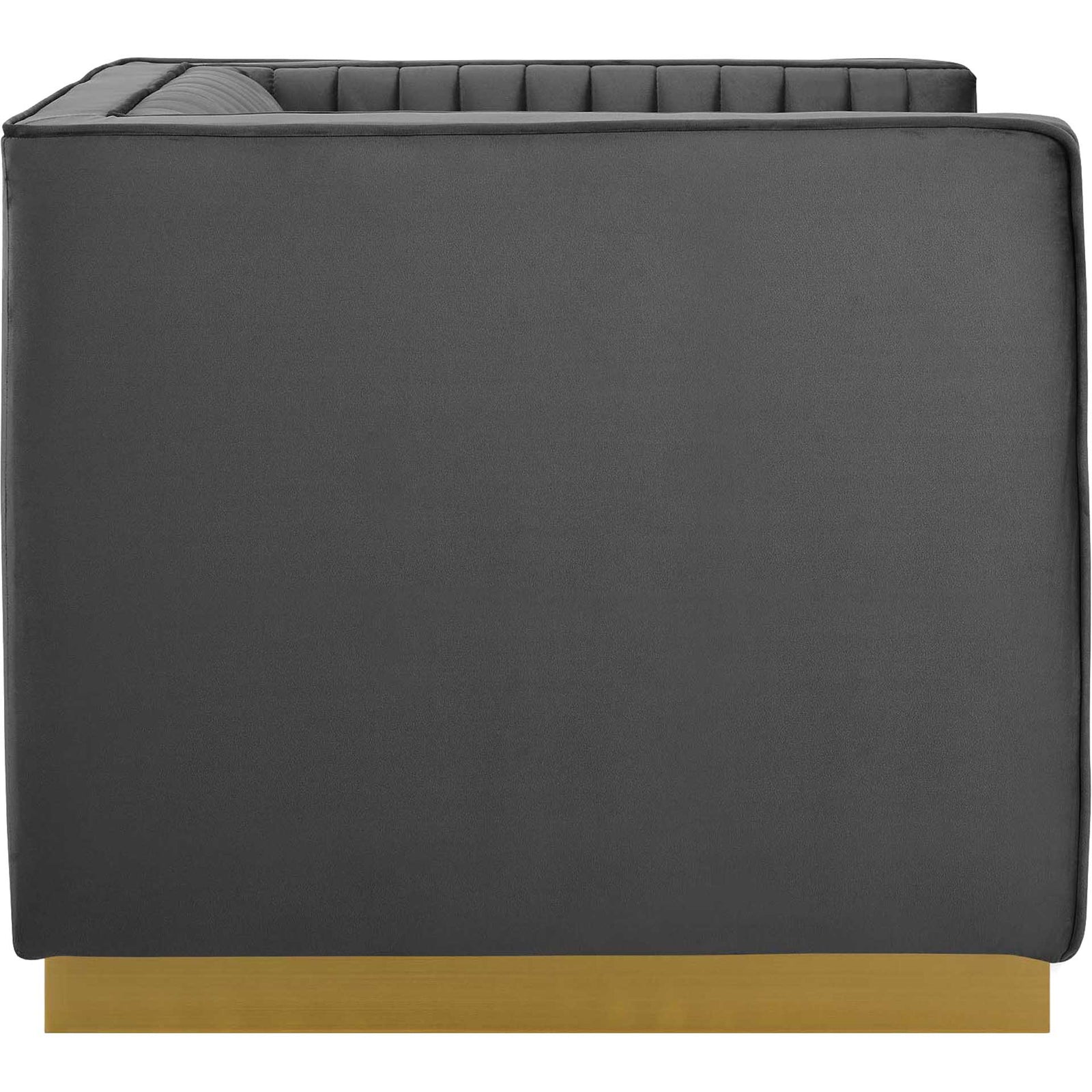 Sangamon Vertical Channel Tufted Velvet Armchair Gray