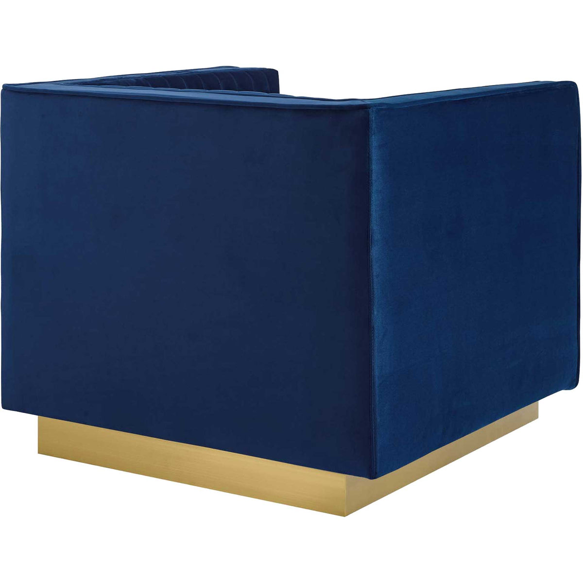 Sangamon Vertical Channel Tufted Velvet Armchair Navy