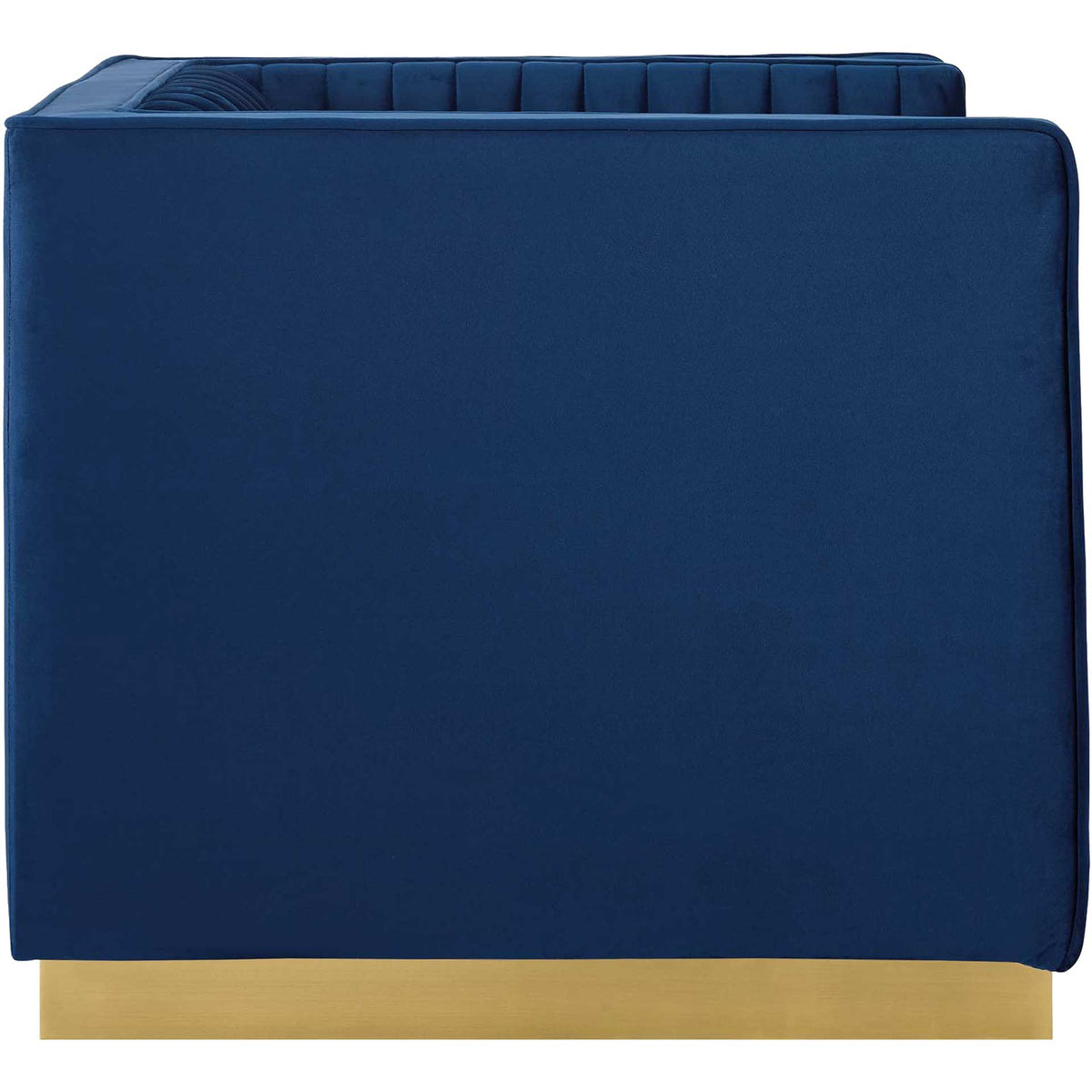 Sangamon Vertical Channel Tufted Velvet Armchair Navy