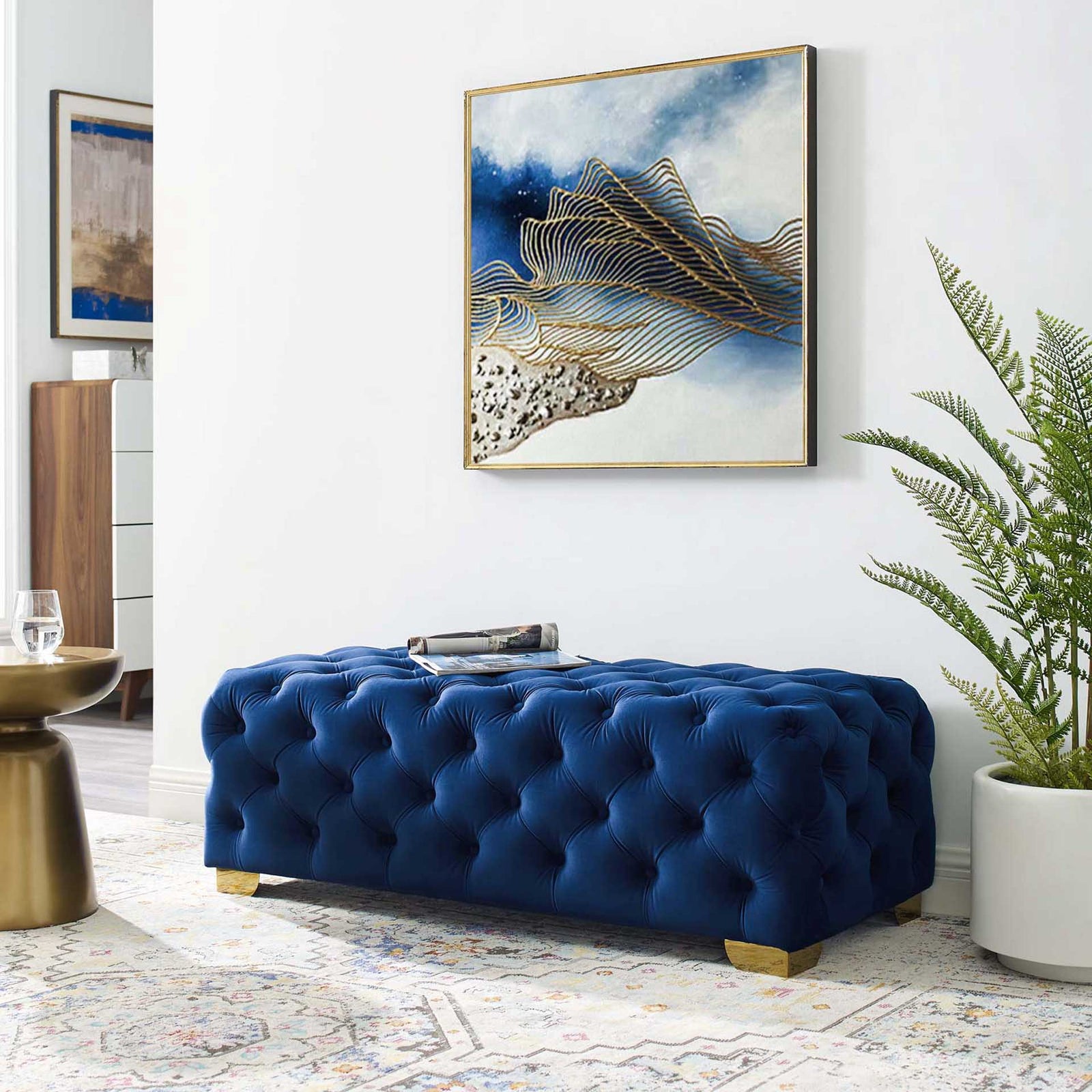 Sarah Velvet Bench Navy