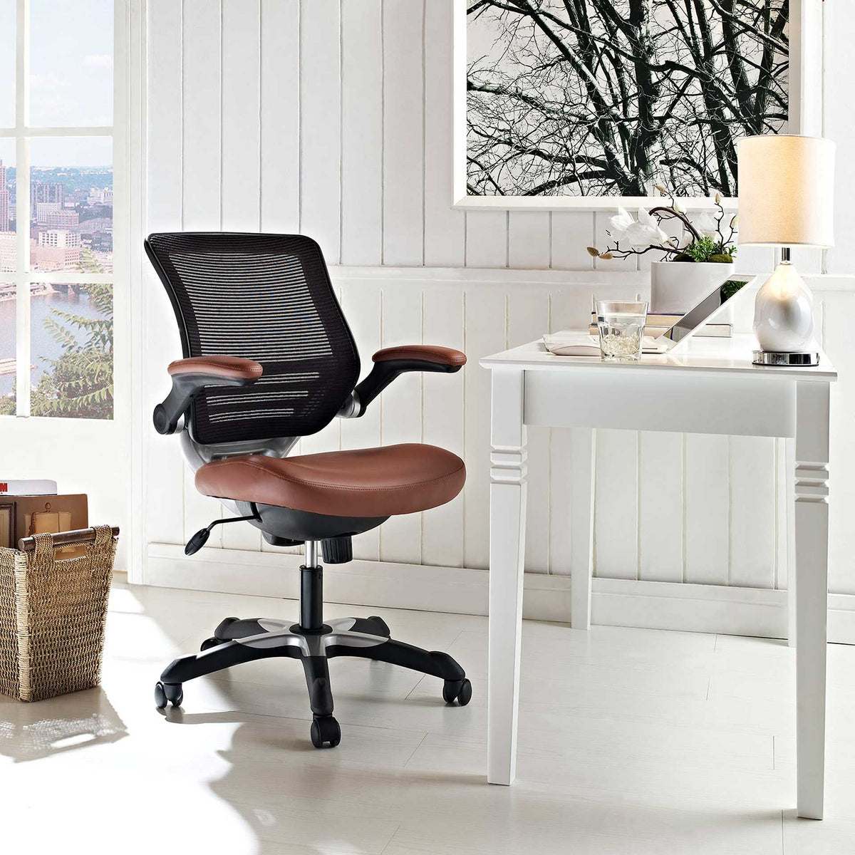 Eloise Vinyl Office Chair Tan