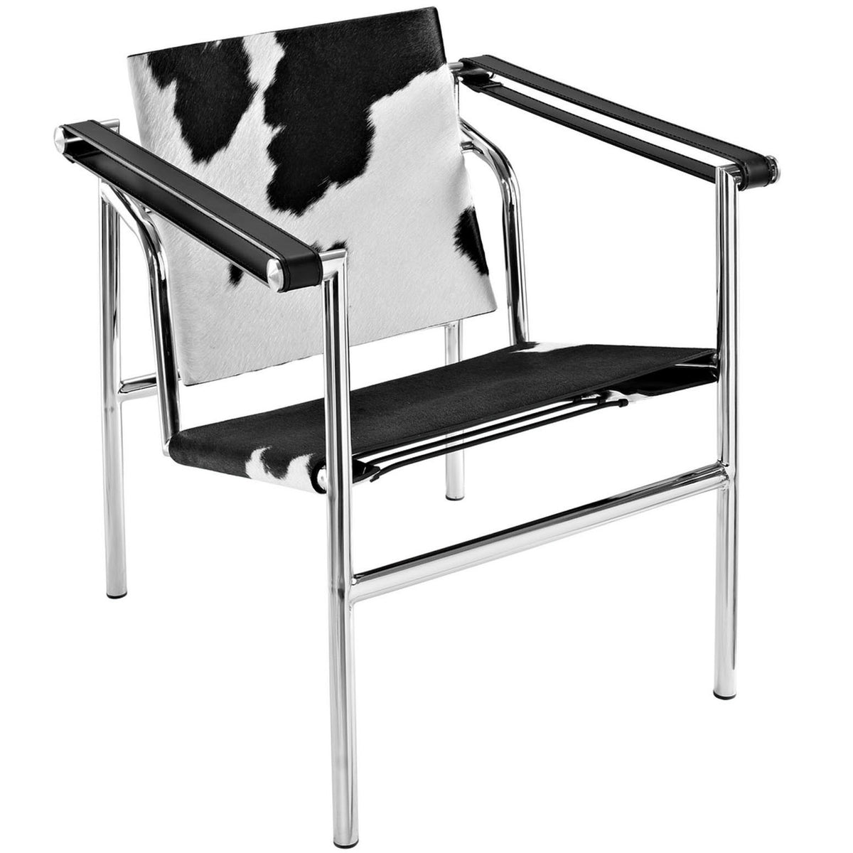 Chant Pony Hide Lounge Chair Black And White