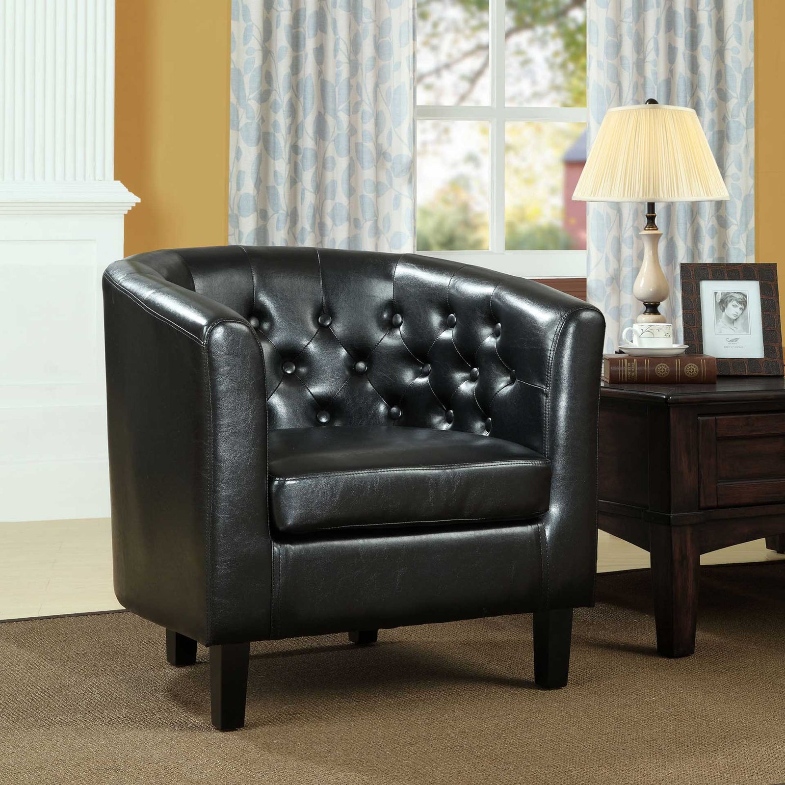 Paloma Upholstered Vinyl Armchair Black