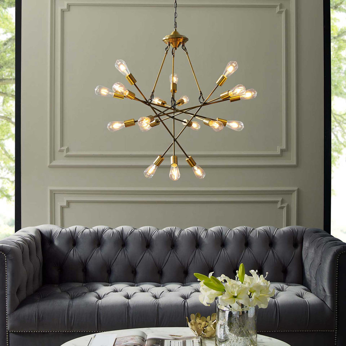 Roselyn 18 Light Pendant Chandelier Brass Gold
