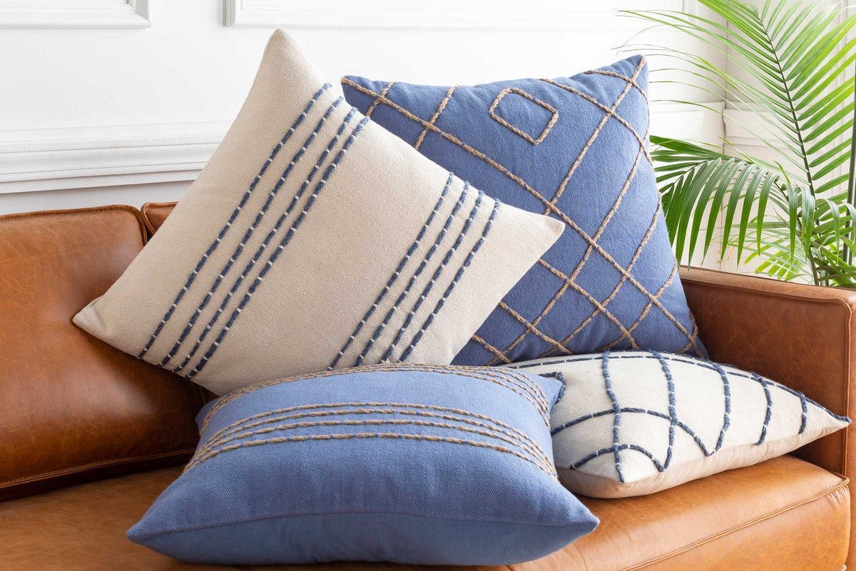 Emanuel Pillow Tan/Dark Blue
