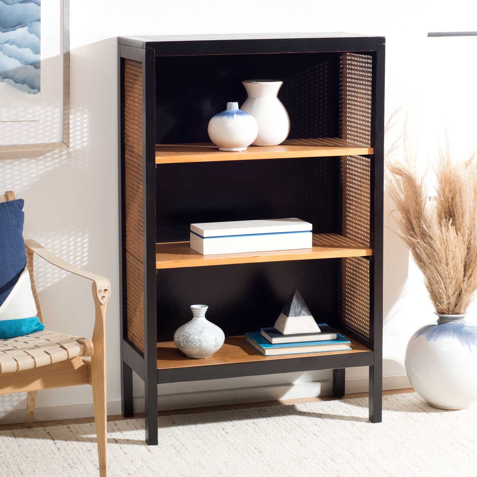 Franklin 3 Shelf Wood Back Etagere Black/Light Natural