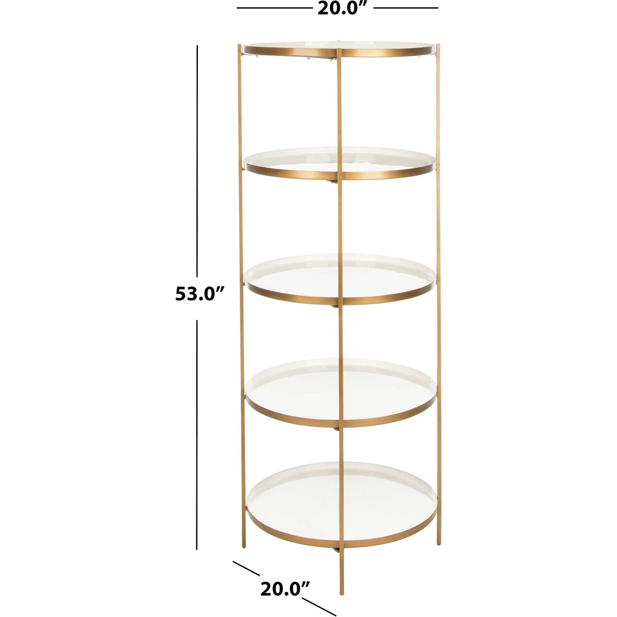 Tiana Round 5 Tier Etagere White/Brass