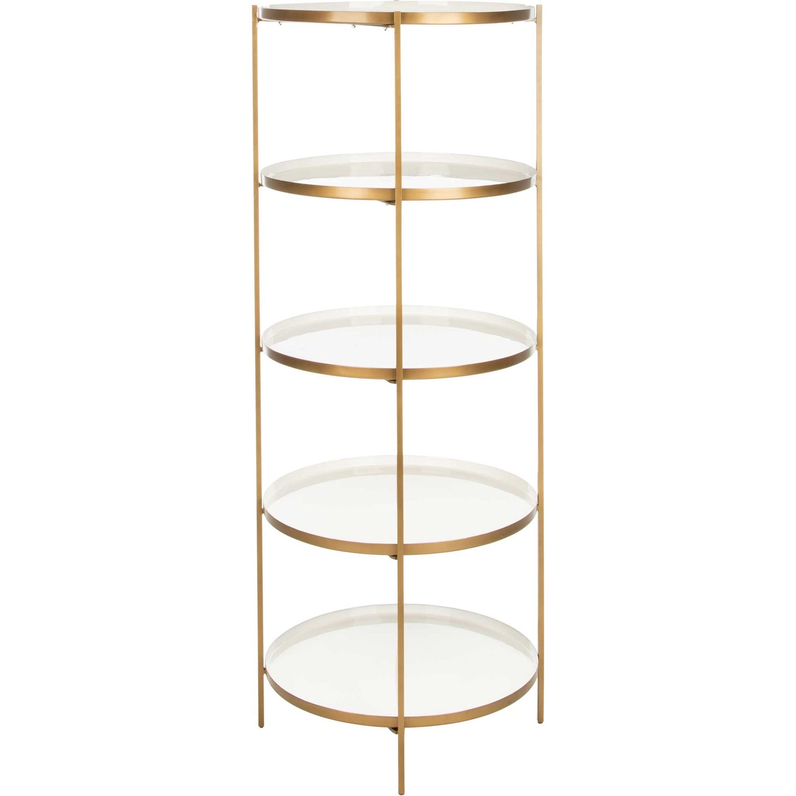 Tiana Round 5 Tier Etagere White/Brass