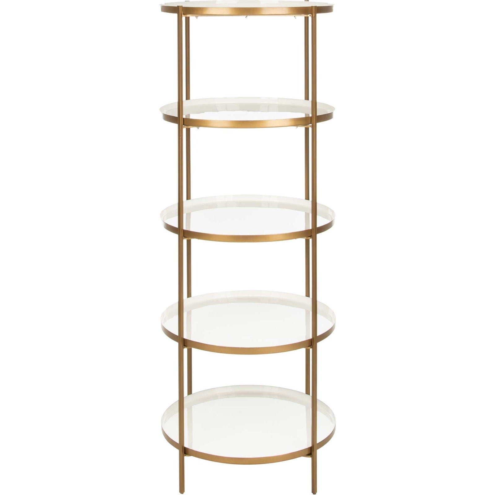 Tiana Round 5 Tier Etagere White/Brass