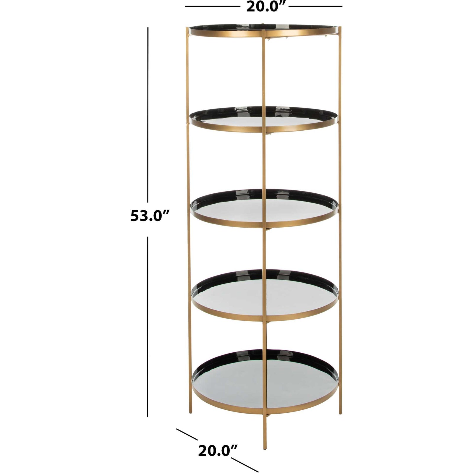 Tiana Round 5 Tier Etagere Black/Brass