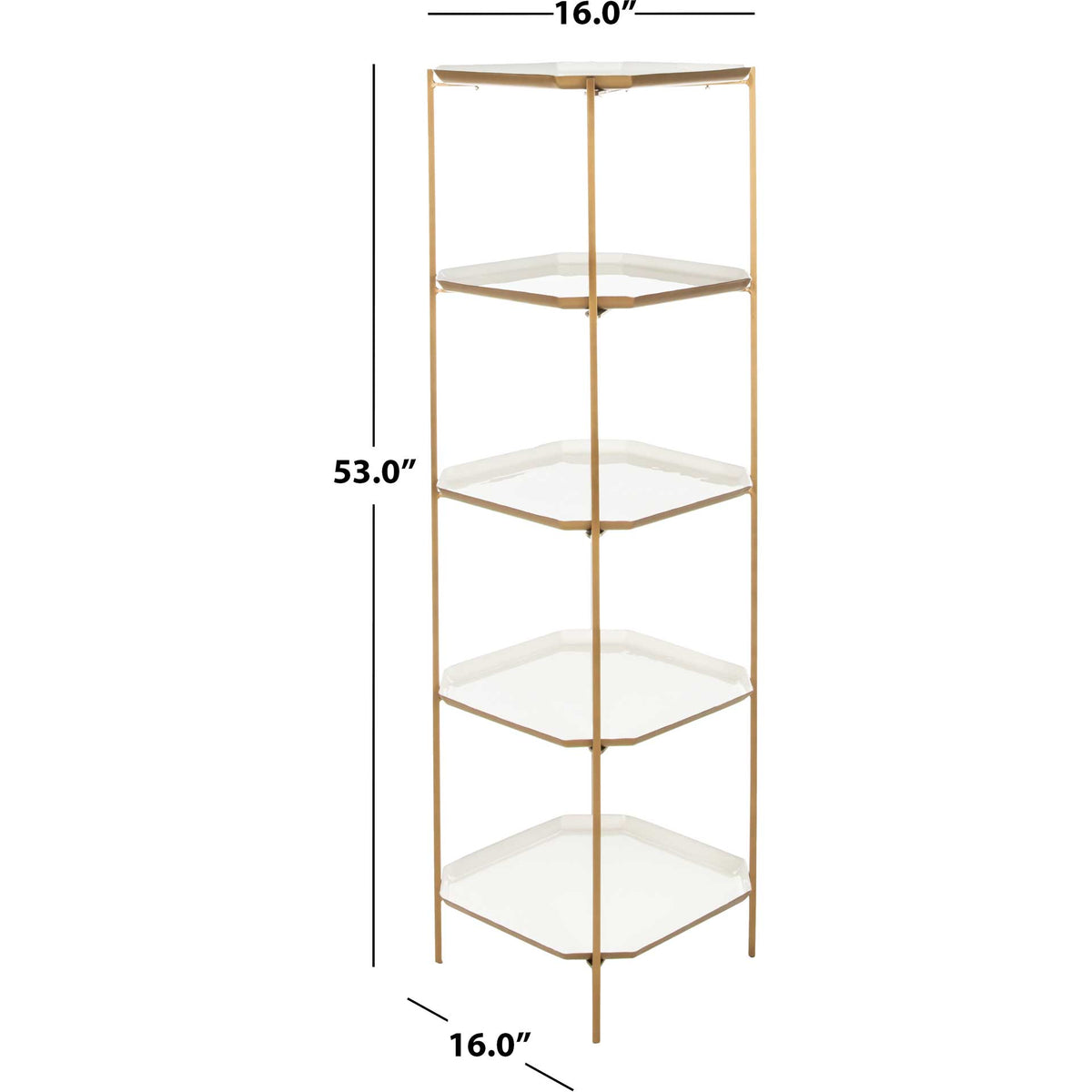 Sybella 5 Tier Etagere White/Brass