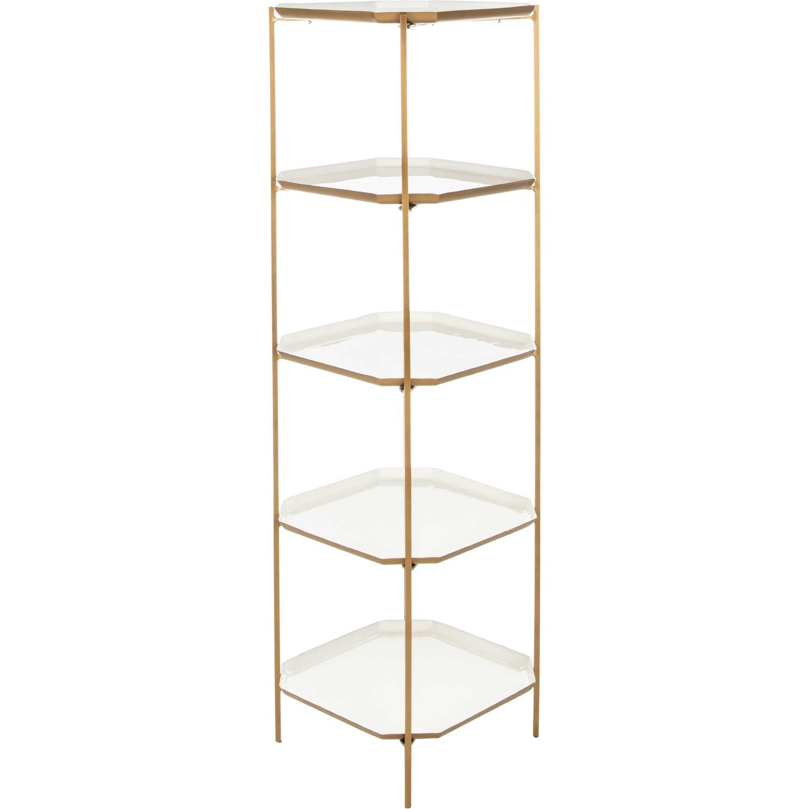 Sybella 5 Tier Etagere White/Brass