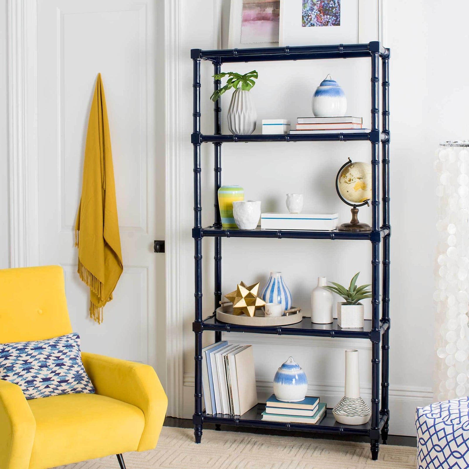 Eban Modern Coastal 4 Tier Etagere Navy