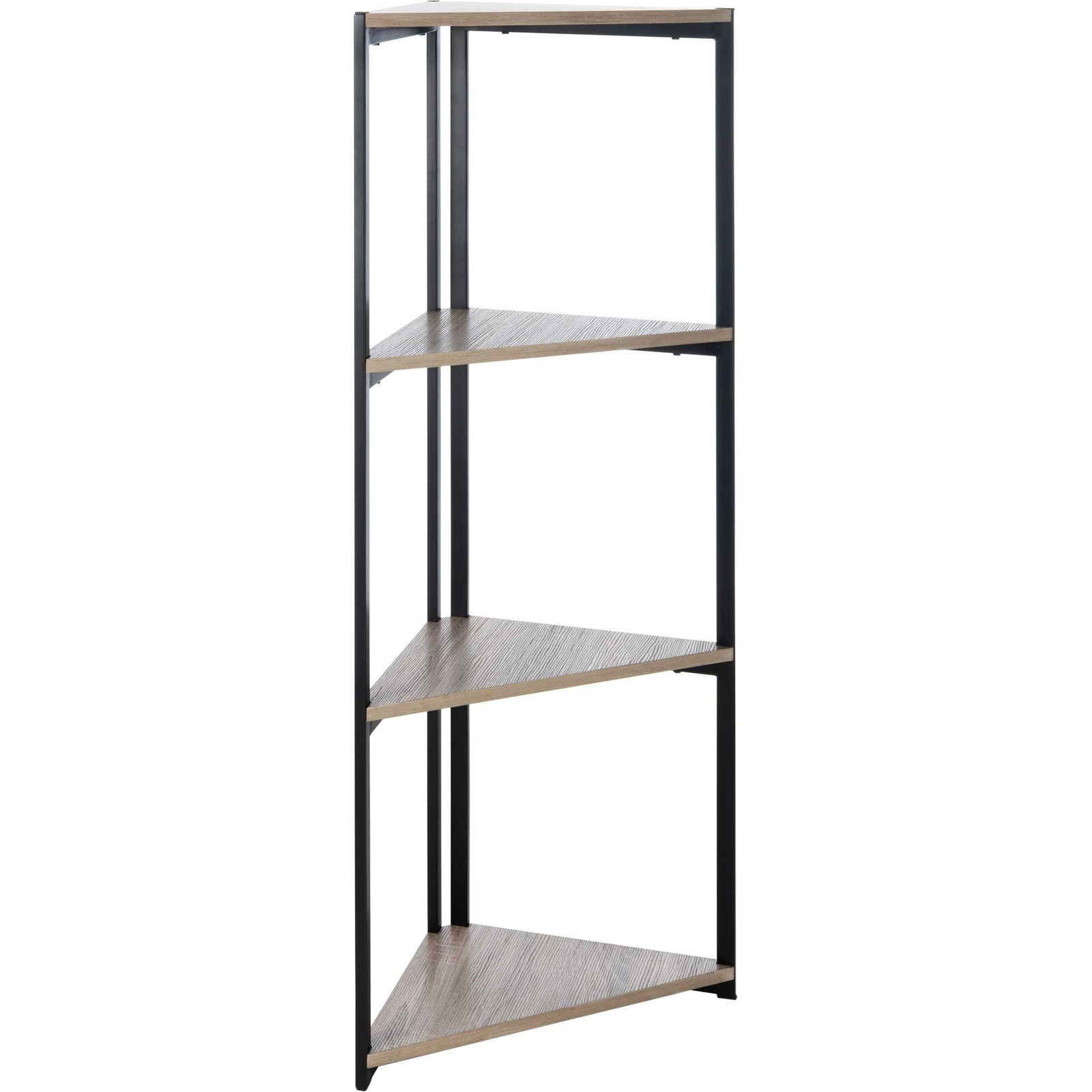 Lodge 4 Tier Corner Bookshelf Light Gray/Black