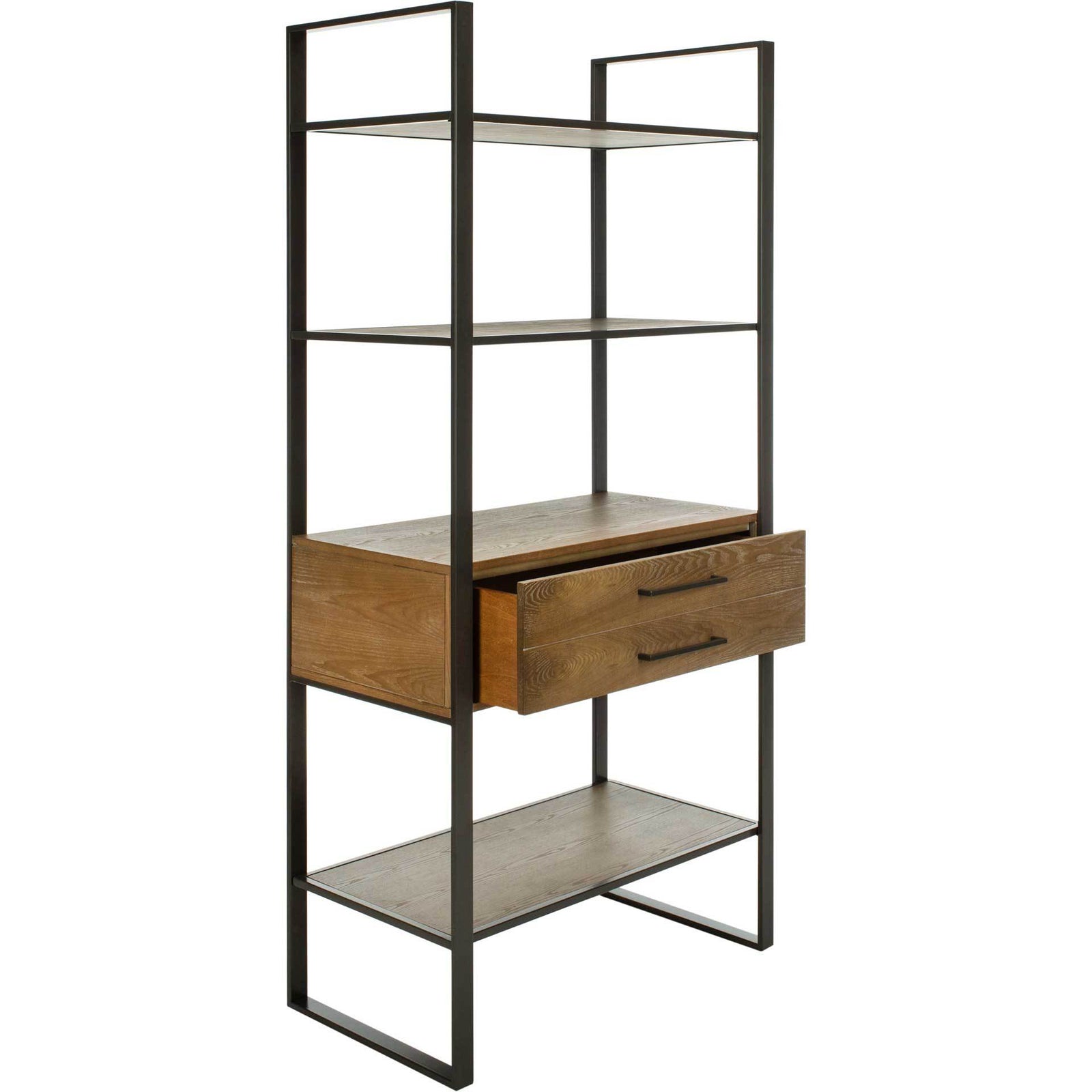 Skadi 4 Tier 1 Drawer Etagere Gun Metal/Rustic Oak