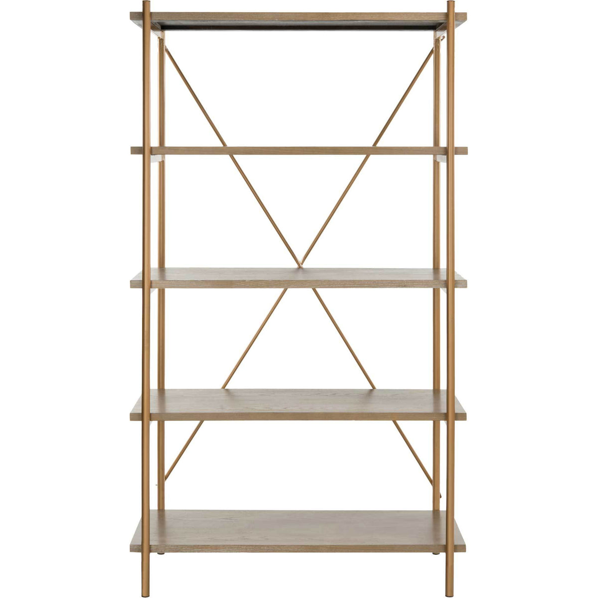 Ridge 5 Tier Etagere Gold Liquid/Rustic Oak