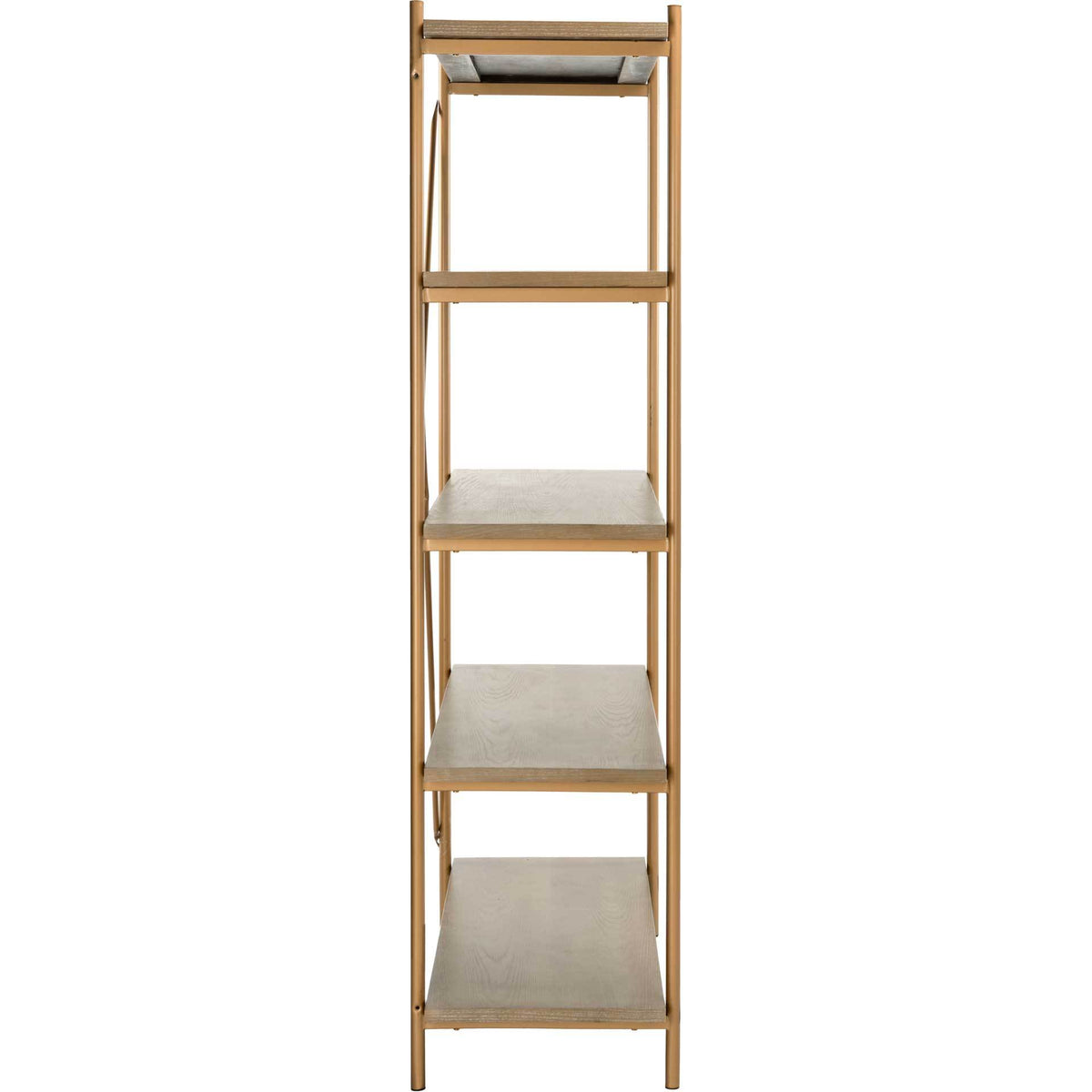 Ridge 5 Tier Etagere Gold Liquid/Rustic Oak