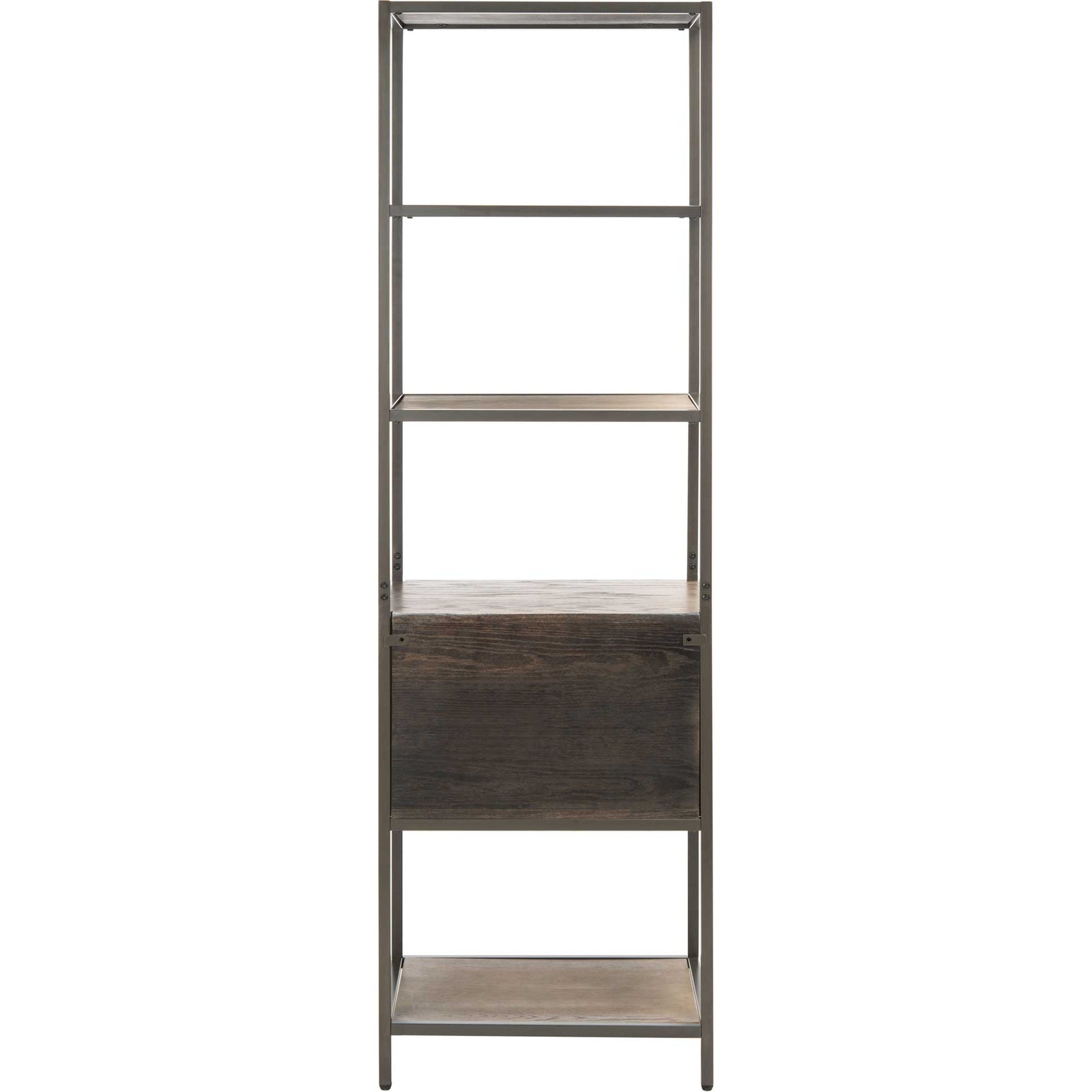 Johannes 5 Shelf 1 Drawer Etagere Rustic Oak/Gunmetal